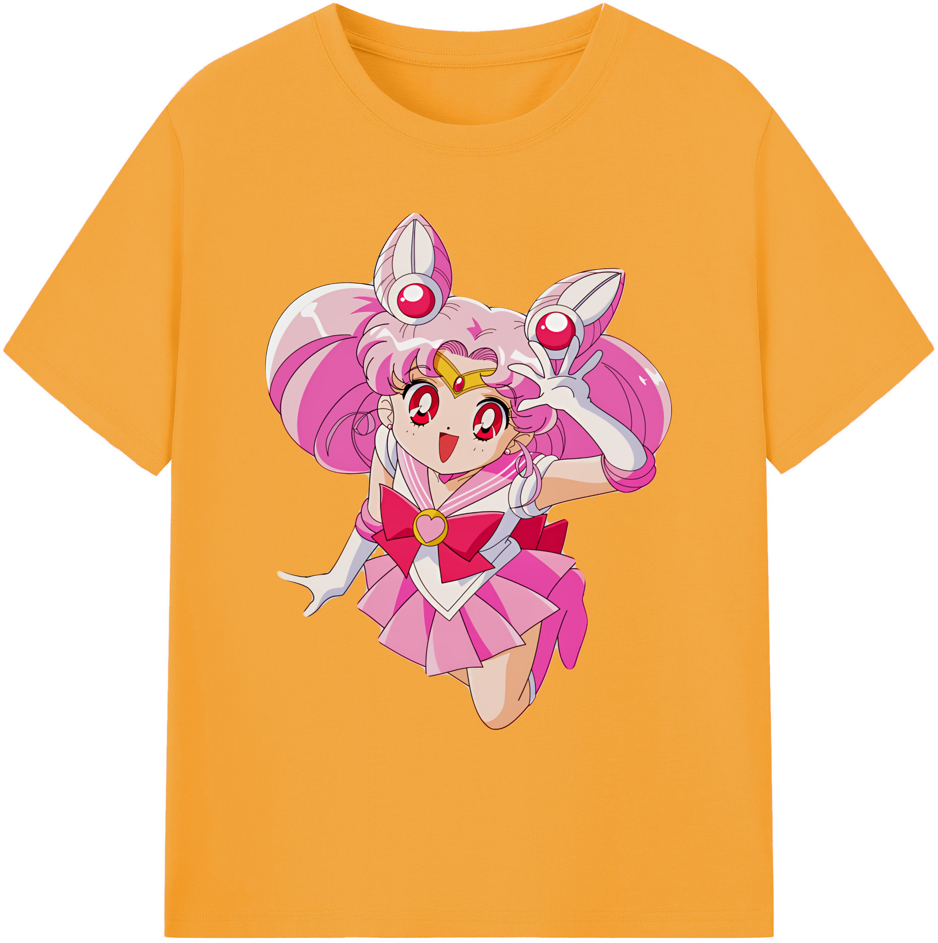 （画像用） 美少女戦士セーラームーン ちびうさ Sailor Moon Chibiusa Tsukino Usagi Small Lady Serenity 綿100％ メンズ半袖Tシャツ｜肌触りやわらか＆通気性