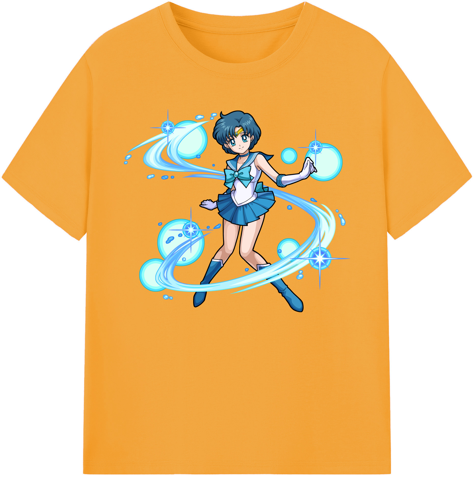 （画像用） 美少女戦士セーラームーン 水野 亜美 みずの あみ Sailor Moon Mizuno Ami 綿100％ メンズ半袖Tシャツ｜肌触りやわらか＆通気性