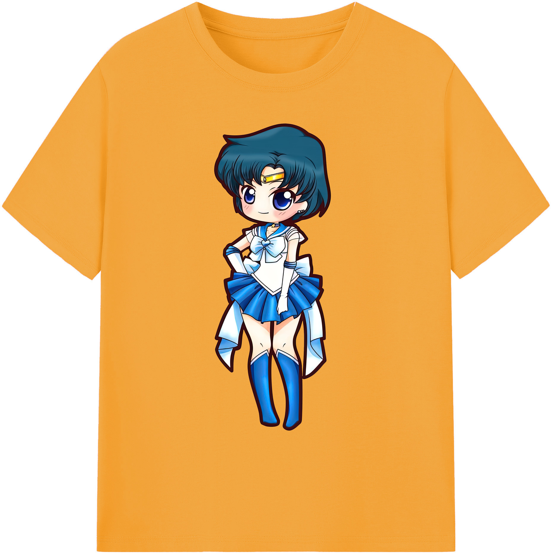 （画像用） 美少女戦士セーラームーン 水野 亜美 みずの あみ Sailor Moon Mizuno Ami 綿100％ メンズ半袖Tシャツ｜肌触りやわらか＆通気性