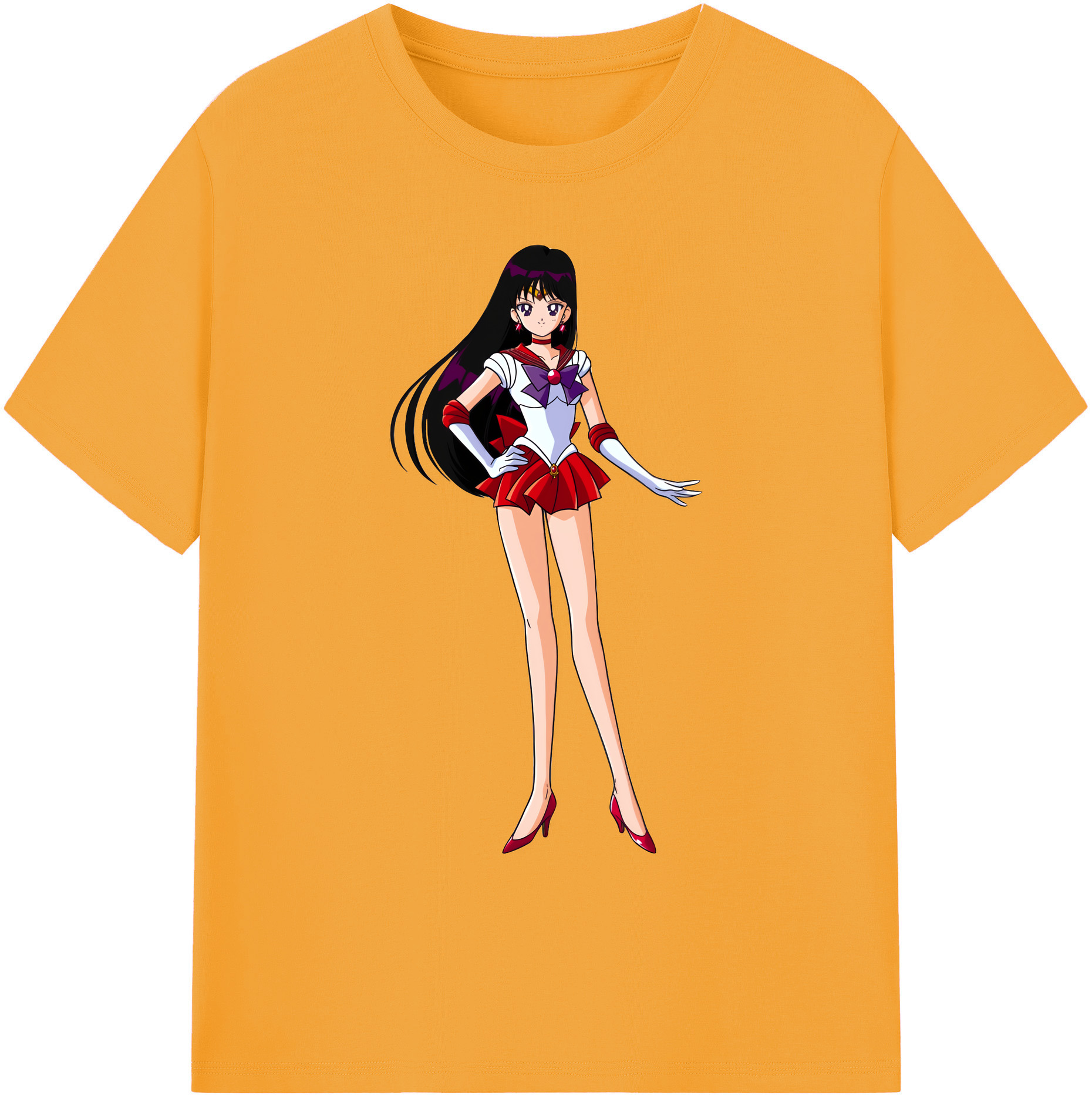 （画像用） 美少女戦士セーラームーン 火野レイ ひの レイ Sailor Moon Hino Rei （セーラーマーズ,Sailor Mars） 綿100％ メンズ半袖Tシャツ｜肌触りやわらか＆通気性