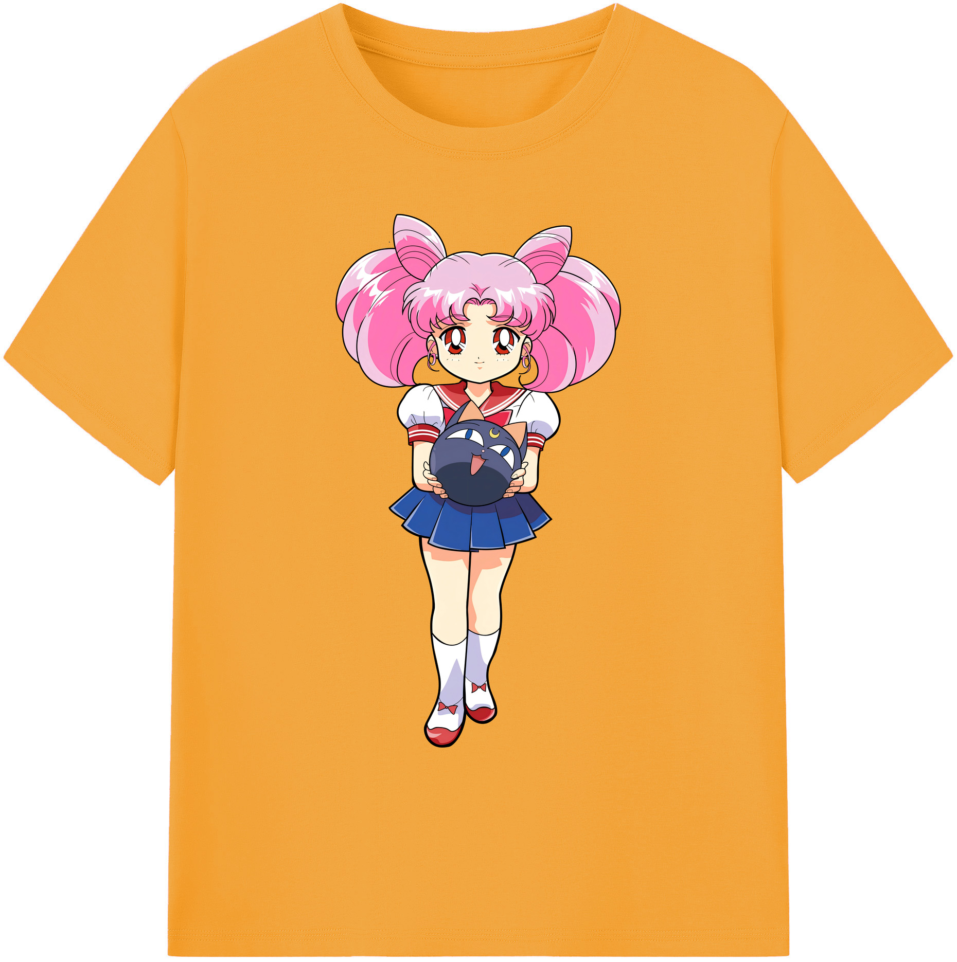 （画像用） 美少女戦士セーラームーン ちびうさ Sailor Moon Chibiusa Tsukino Usagi Small Lady Serenity 綿100％ メンズ半袖Tシャツ｜肌触りやわらか＆通気性