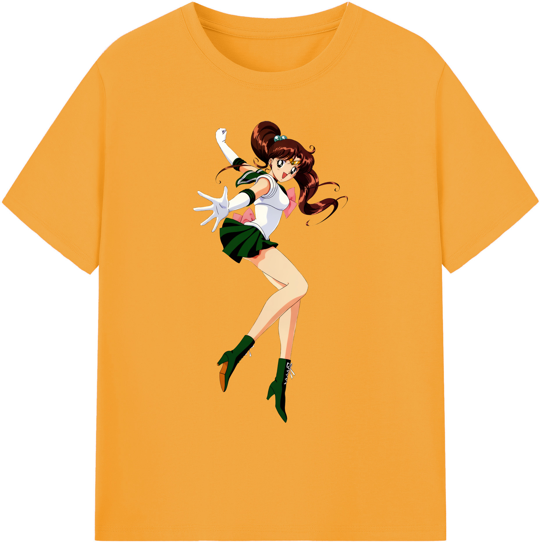 （画像用） 美少女戦士セーラームーン 木野 まこと きの まこと Sailor Moon Kino Makoto （セーラージュピター；Sailor Jupiter） 綿100％ メンズ半袖Tシャツ｜肌触りやわらか＆通気性