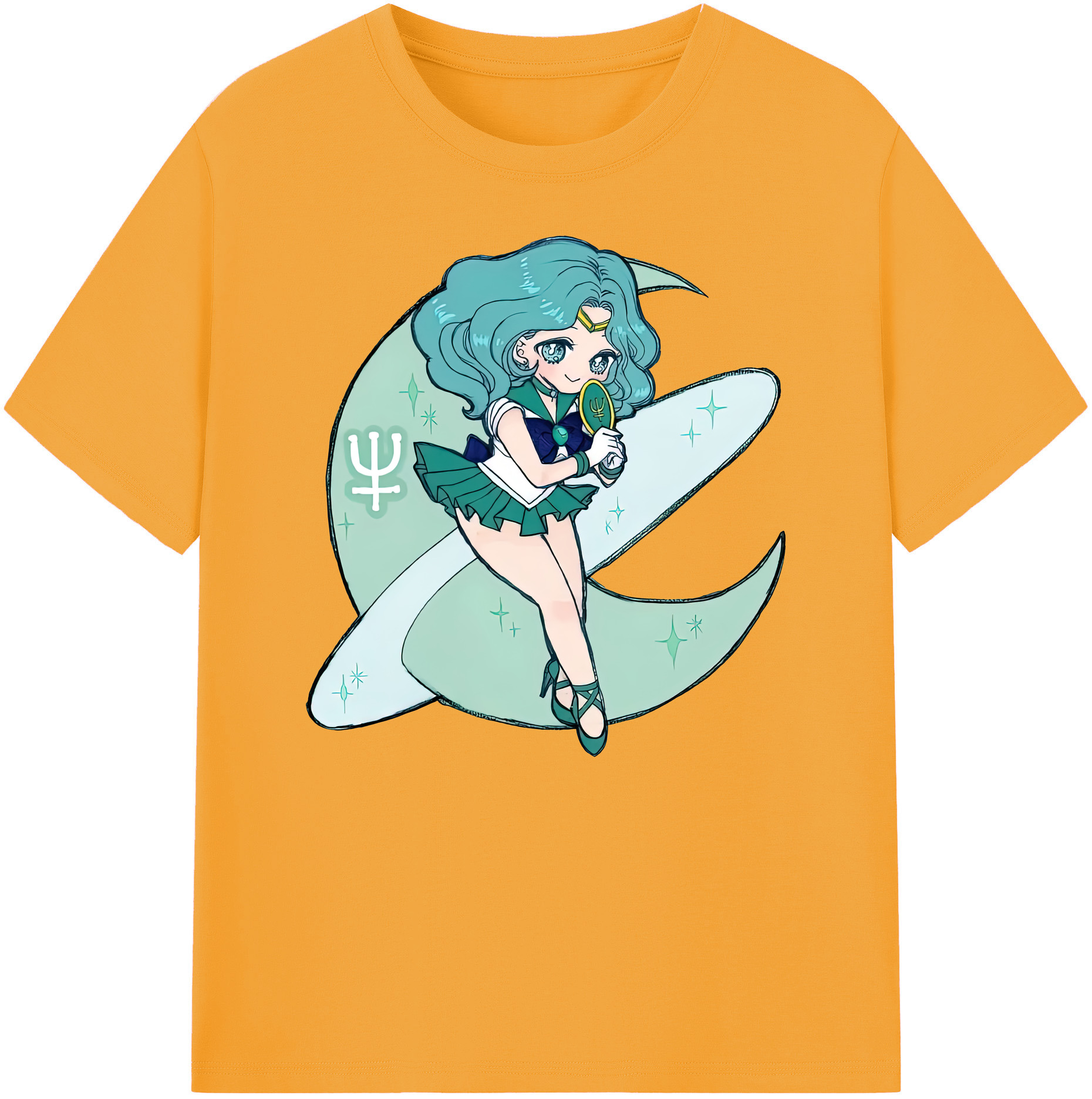 （画像用） 美少女戦士セーラームーン 海王 みちる（かいおう みちる） Sailor Moon Kaiou Michiru 綿100％ メンズ半袖Tシャツ｜肌触りやわらか＆通気性