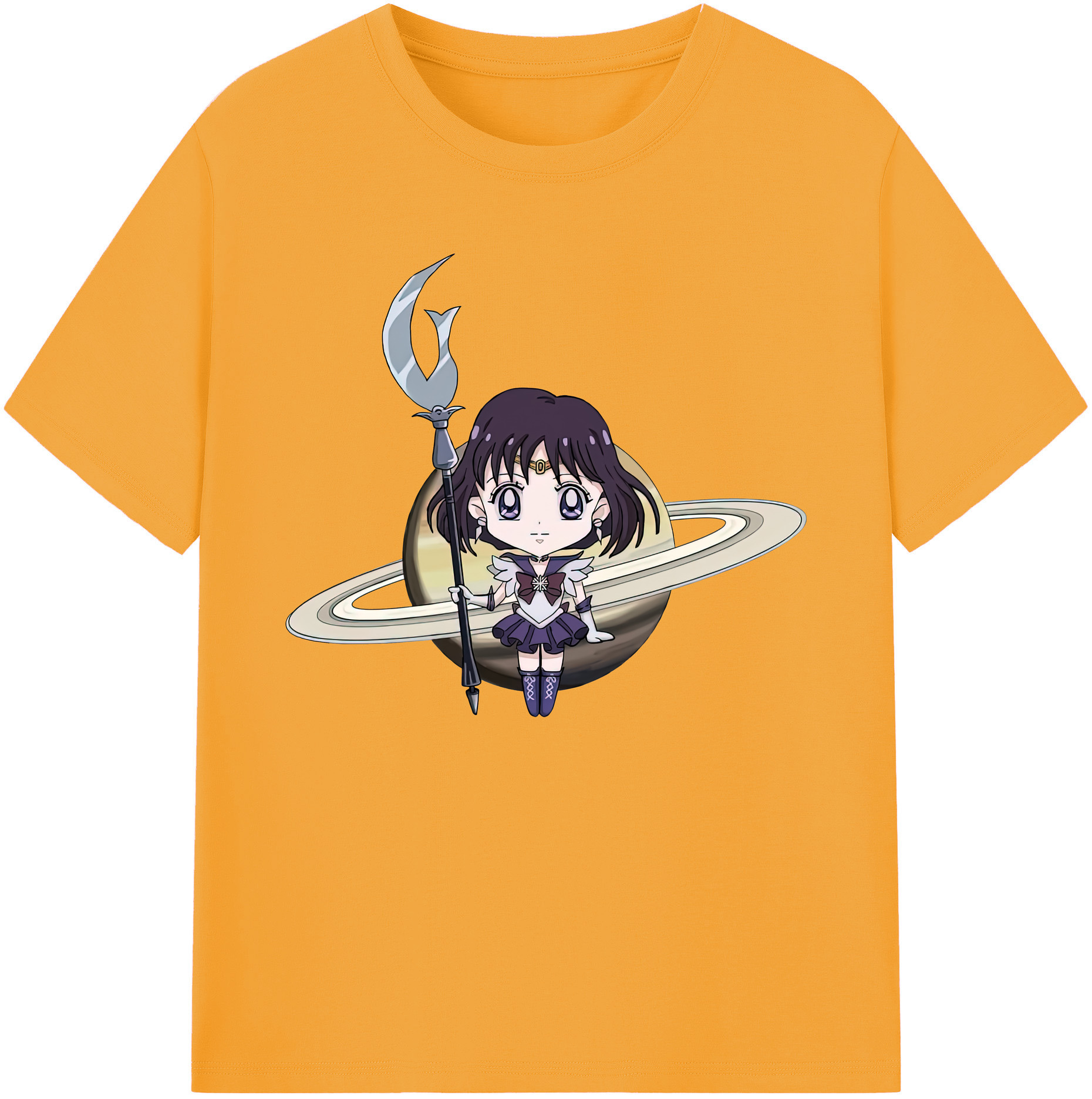 （画像用） 美少女戦士セーラームーン 土萠ほたる Sailor Moon Tomoe Hotaru （セーラーサターン；Sailor Saturn） 綿100％ メンズ半袖Tシャツ｜肌触りやわらか＆通気性