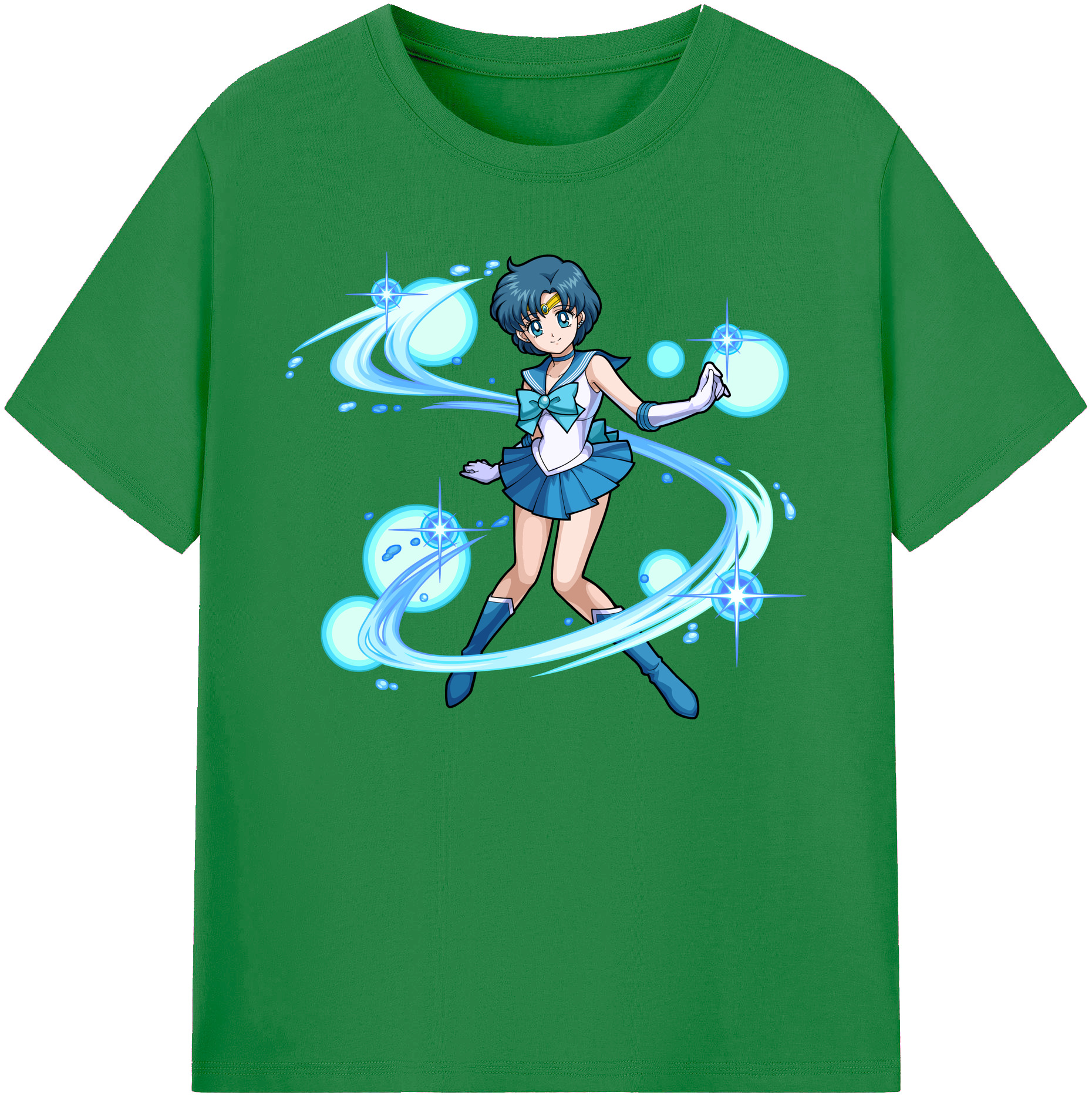 （画像用） 美少女戦士セーラームーン 水野 亜美 みずの あみ Sailor Moon Mizuno Ami 綿100％ メンズ半袖Tシャツ｜肌触りやわらか＆通気性