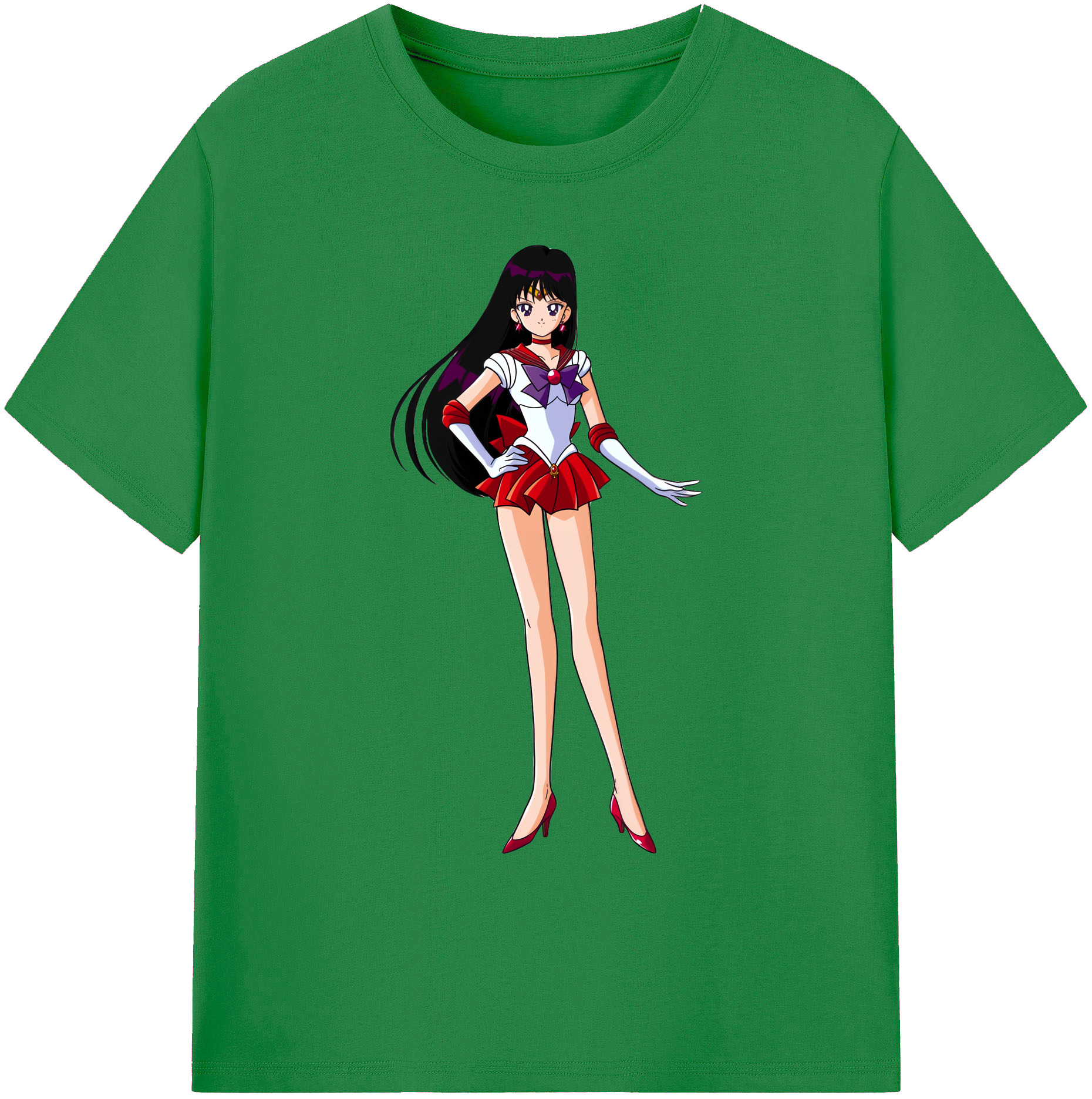 （画像用） 美少女戦士セーラームーン 火野レイ ひの レイ Sailor Moon Hino Rei （セーラーマーズ,Sailor Mars） 綿100％ メンズ半袖Tシャツ｜肌触りやわらか＆通気性