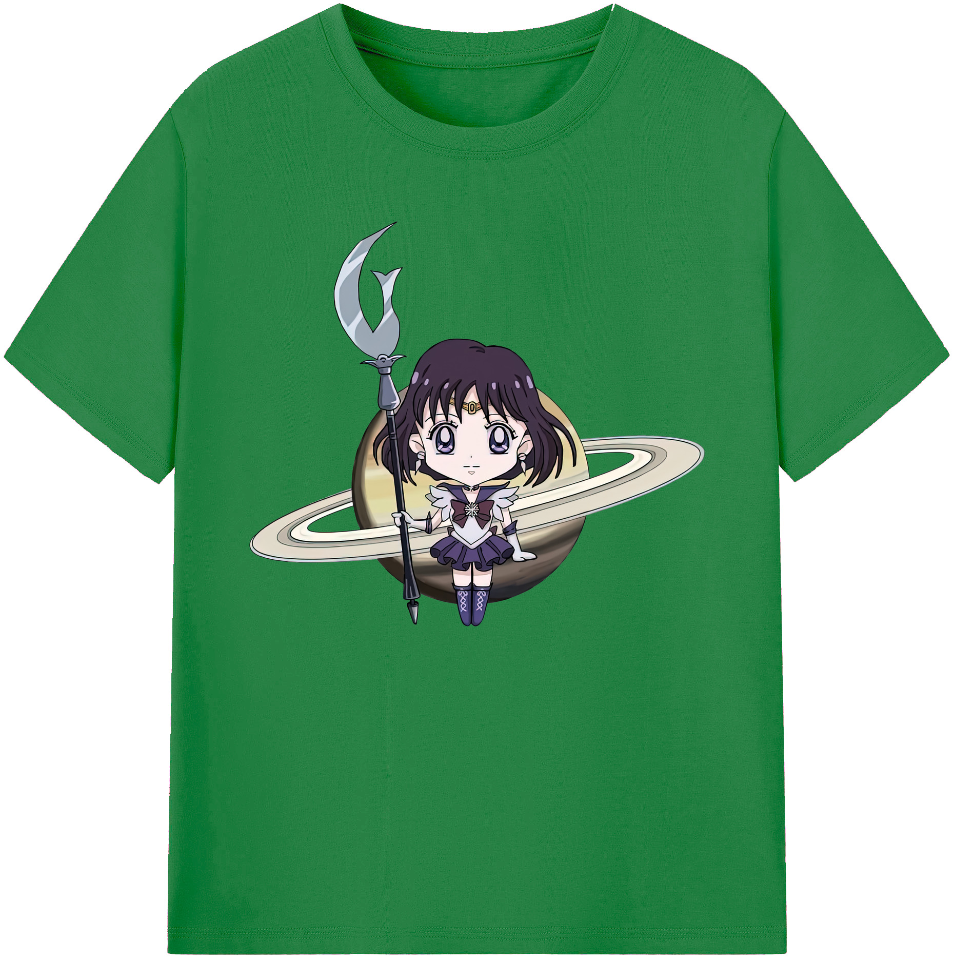 （画像用） 美少女戦士セーラームーン 土萠ほたる Sailor Moon Tomoe Hotaru （セーラーサターン；Sailor Saturn） 綿100％ メンズ半袖Tシャツ｜肌触りやわらか＆通気性