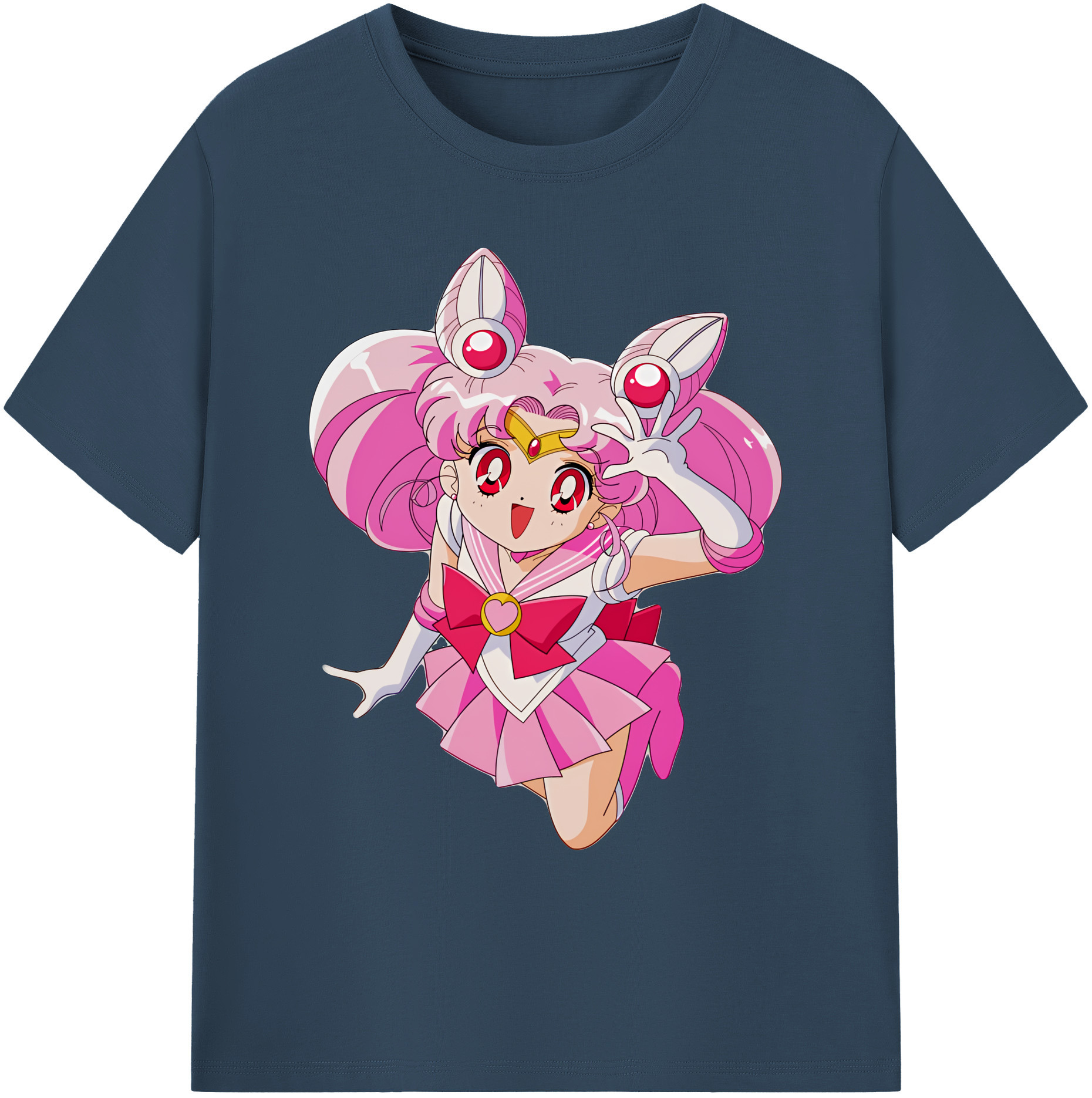 （画像用） 美少女戦士セーラームーン ちびうさ Sailor Moon Chibiusa Tsukino Usagi Small Lady Serenity 綿100％ メンズ半袖Tシャツ｜肌触りやわらか＆通気性