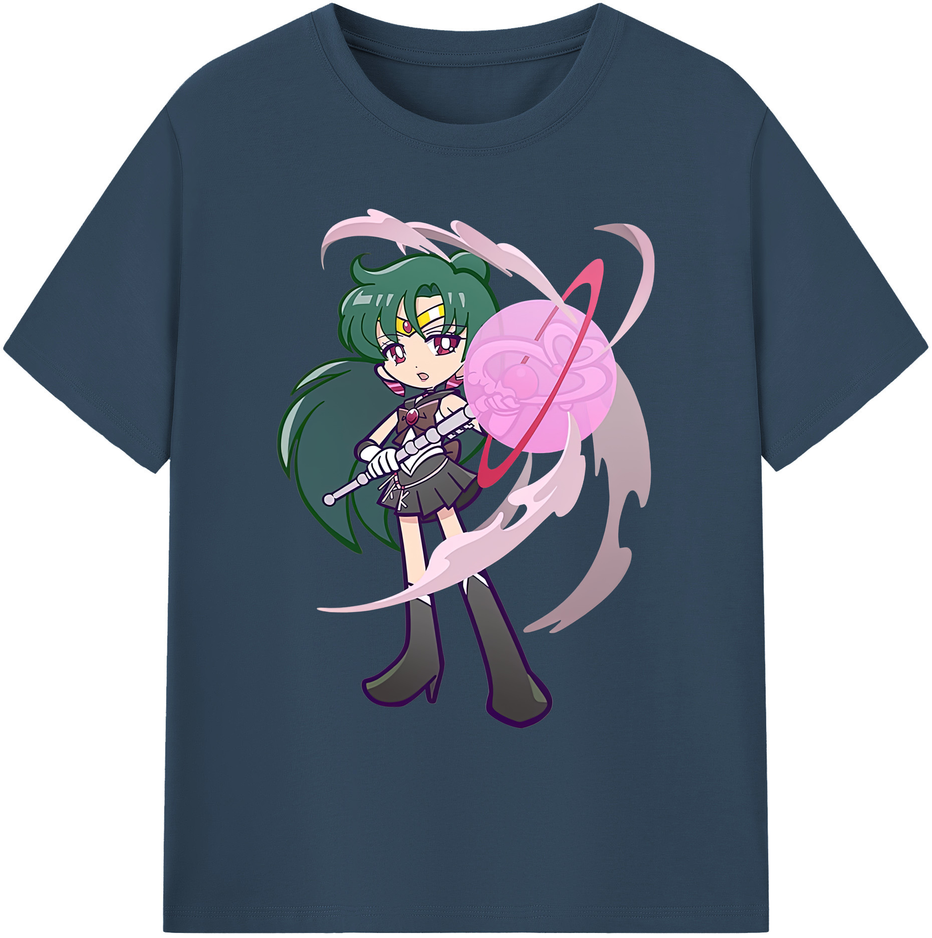 （画像用） 美少女戦士セーラームーン 冥王せつな Sailor Moon Meiou Setsuna 綿100％ メンズ半袖Tシャツ｜肌触りやわらか＆通気性