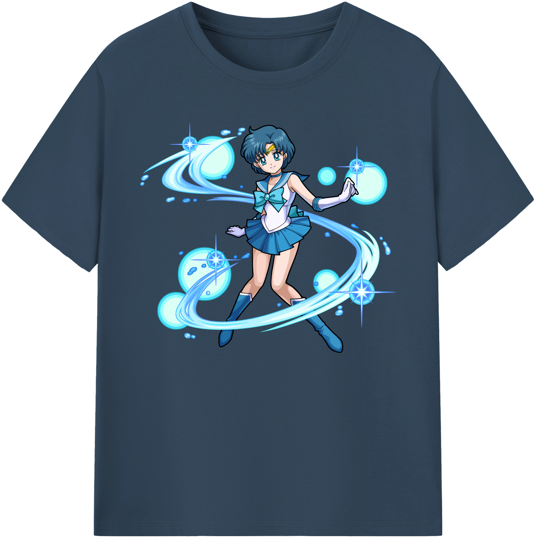 （画像用） 美少女戦士セーラームーン 水野 亜美 みずの あみ Sailor Moon Mizuno Ami 綿100％ メンズ半袖Tシャツ｜肌触りやわらか＆通気性