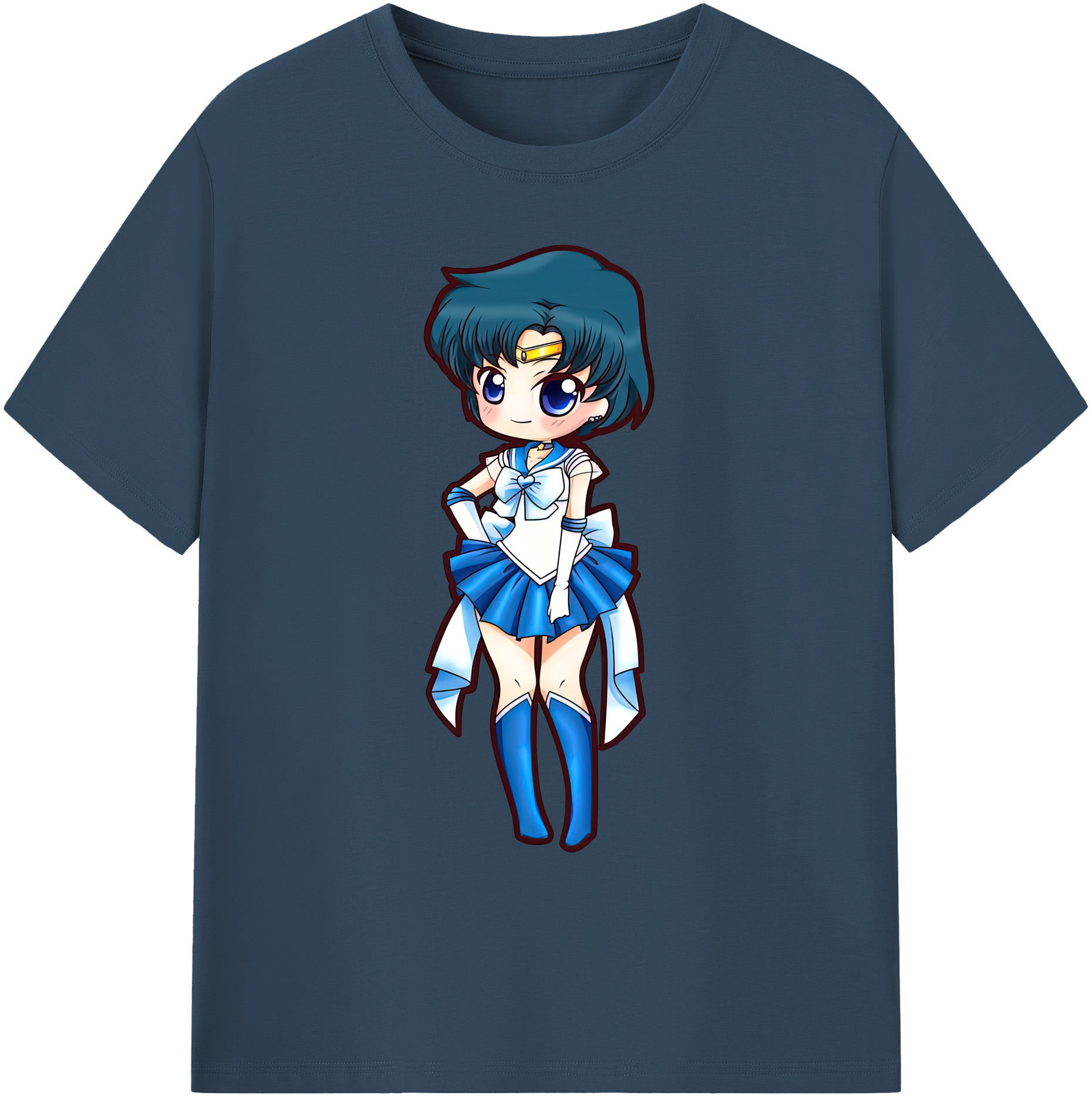 （画像用） 美少女戦士セーラームーン 水野 亜美 みずの あみ Sailor Moon Mizuno Ami 綿100％ メンズ半袖Tシャツ｜肌触りやわらか＆通気性