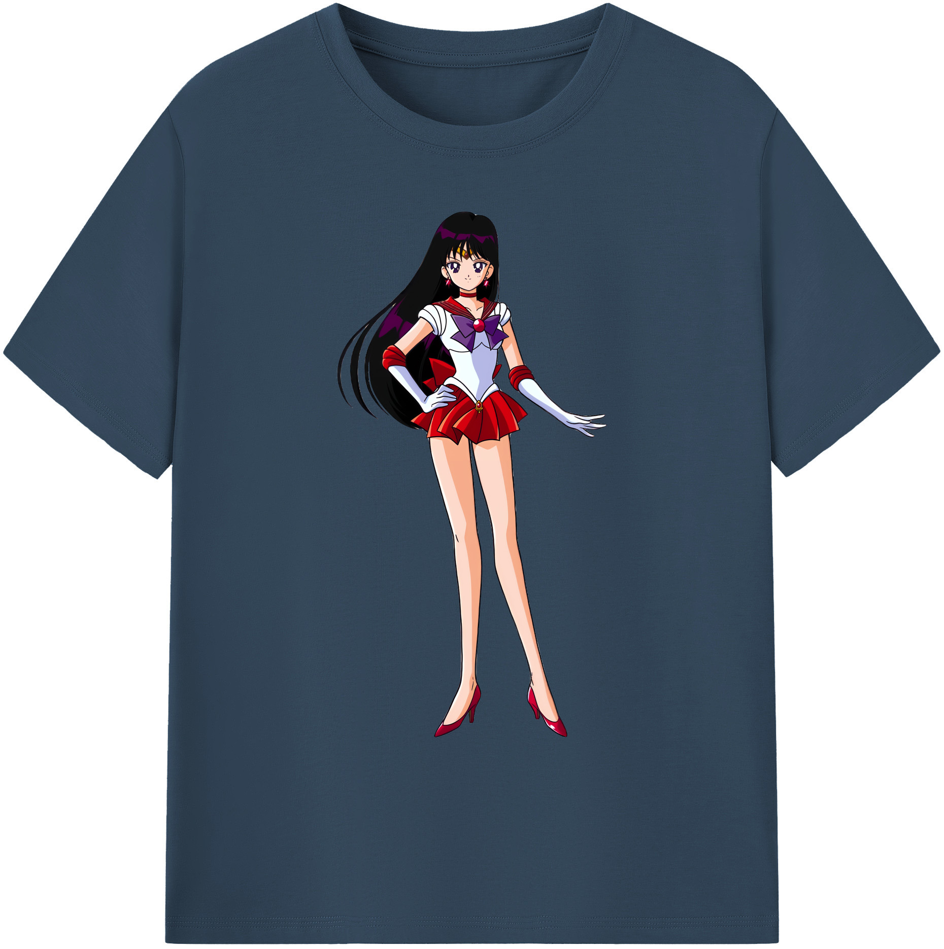 （画像用） 美少女戦士セーラームーン 火野レイ ひの レイ Sailor Moon Hino Rei （セーラーマーズ,Sailor Mars） 綿100％ メンズ半袖Tシャツ｜肌触りやわらか＆通気性