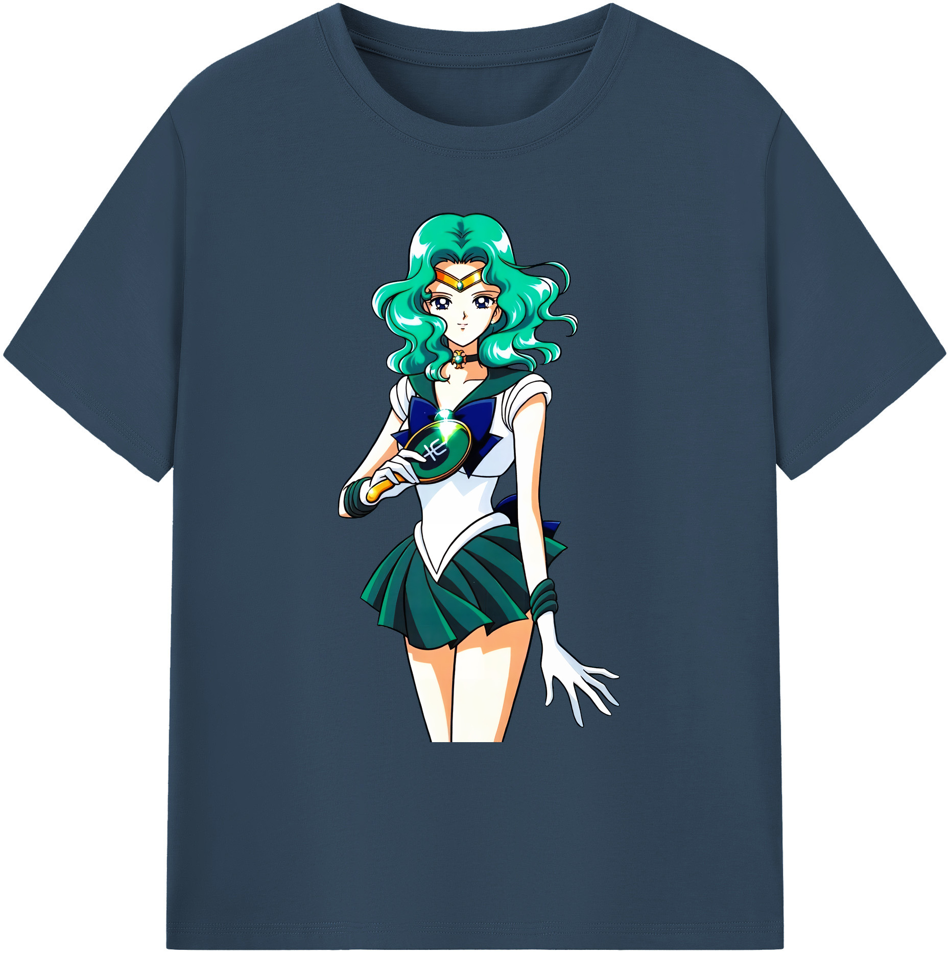 （画像用） 美少女戦士セーラームーン 海王 みちる（かいおう みちる） Sailor Moon Kaiou Michiru 綿100％ メンズ半袖Tシャツ｜肌触りやわらか＆通気性