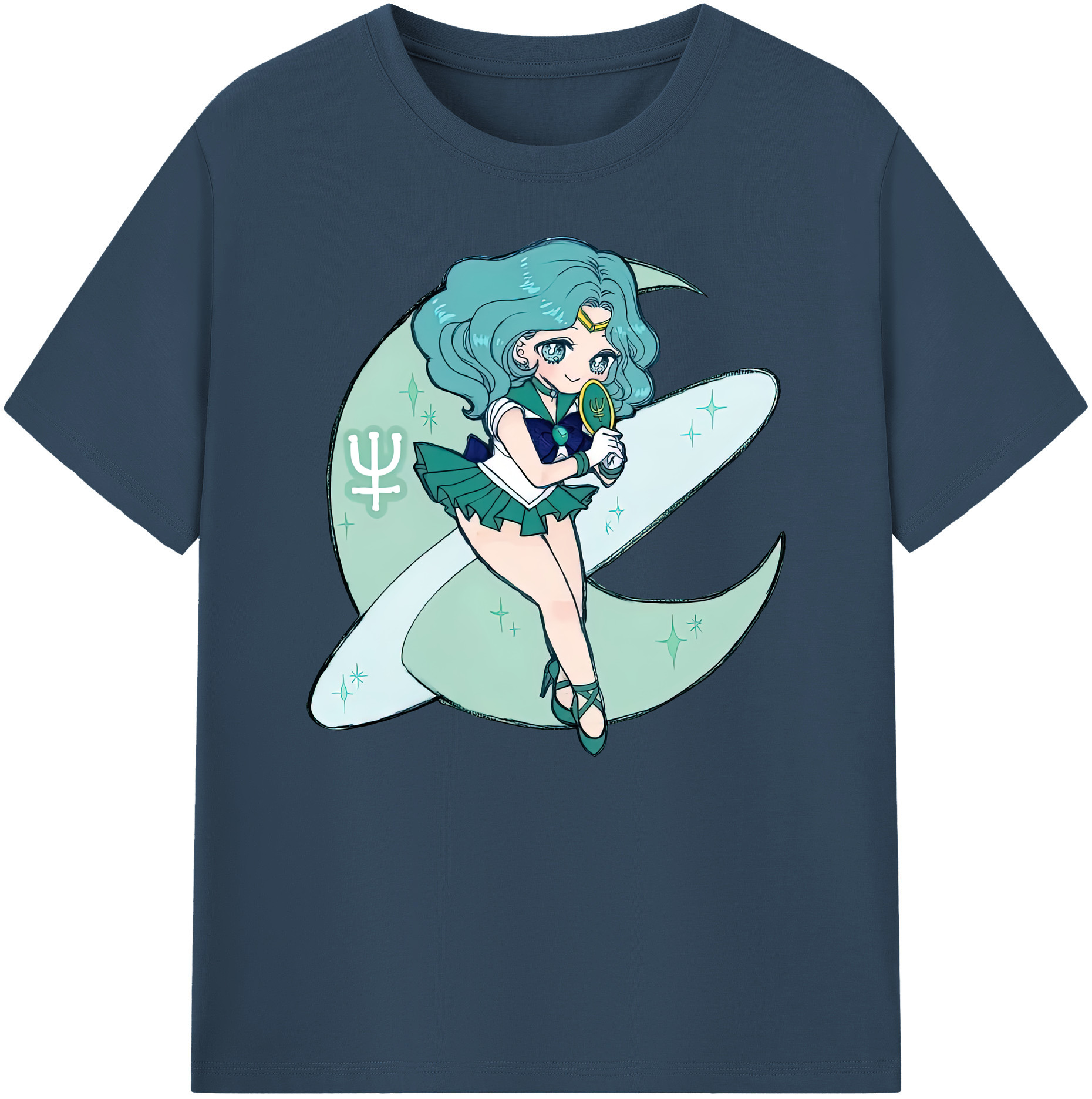 （画像用） 美少女戦士セーラームーン 海王 みちる（かいおう みちる） Sailor Moon Kaiou Michiru 綿100％ メンズ半袖Tシャツ｜肌触りやわらか＆通気性