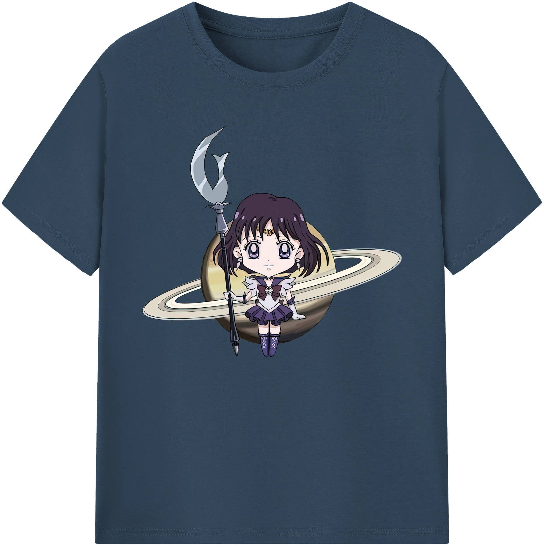 （画像用） 美少女戦士セーラームーン 土萠ほたる Sailor Moon Tomoe Hotaru （セーラーサターン；Sailor Saturn） 綿100％ メンズ半袖Tシャツ｜肌触りやわらか＆通気性