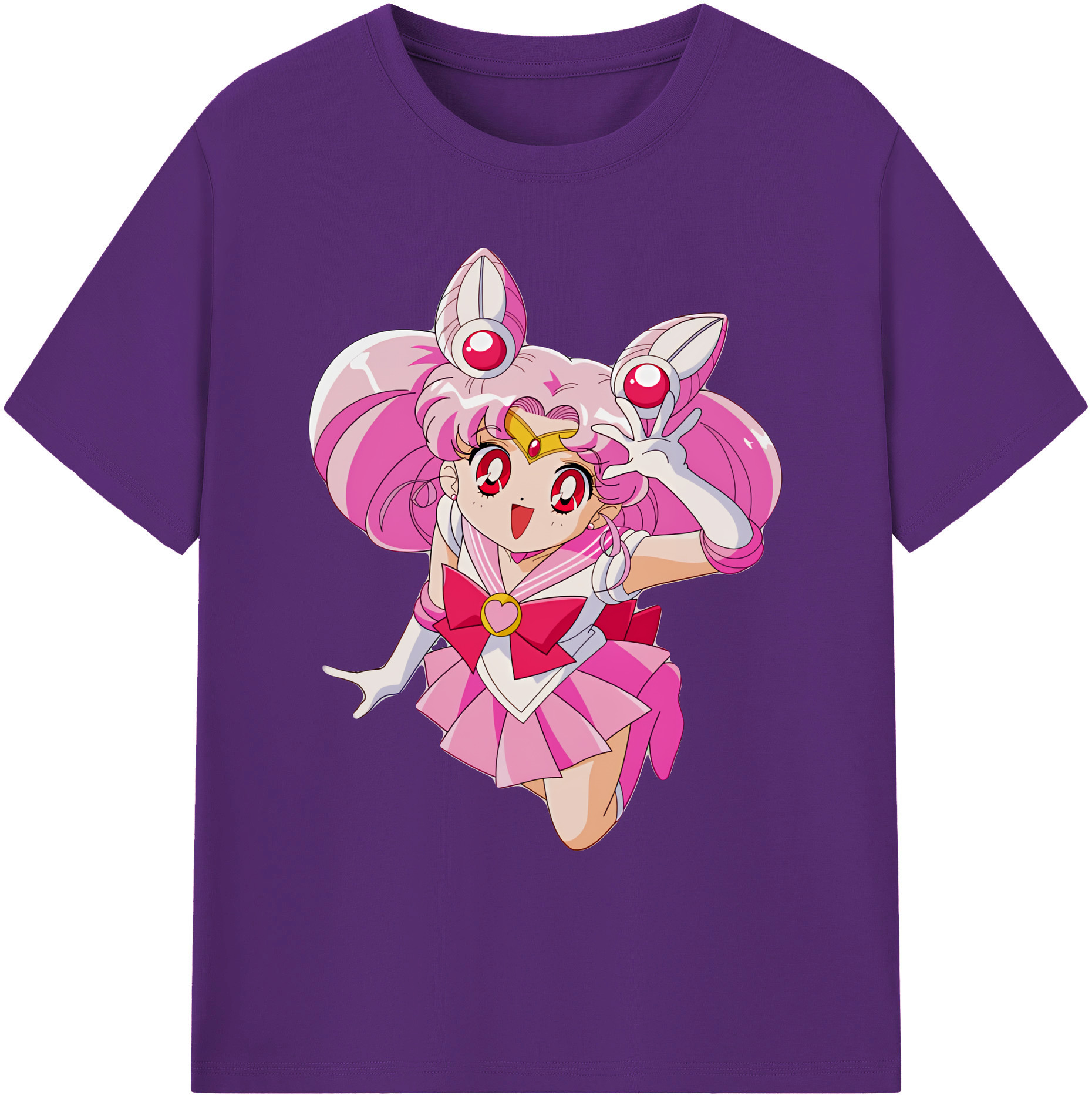 （画像用） 美少女戦士セーラームーン ちびうさ Sailor Moon Chibiusa Tsukino Usagi Small Lady Serenity 綿100％ メンズ半袖Tシャツ｜肌触りやわらか＆通気性