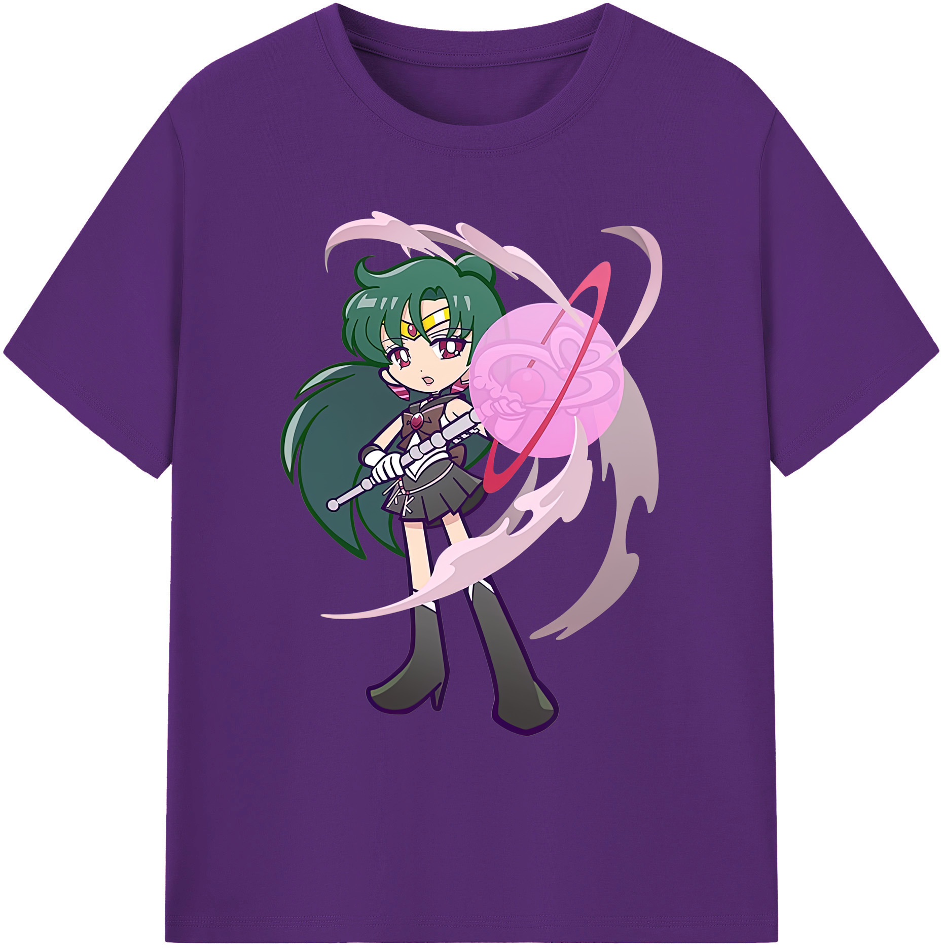 （画像用） 美少女戦士セーラームーン 冥王せつな Sailor Moon Meiou Setsuna 綿100％ メンズ半袖Tシャツ｜肌触りやわらか＆通気性