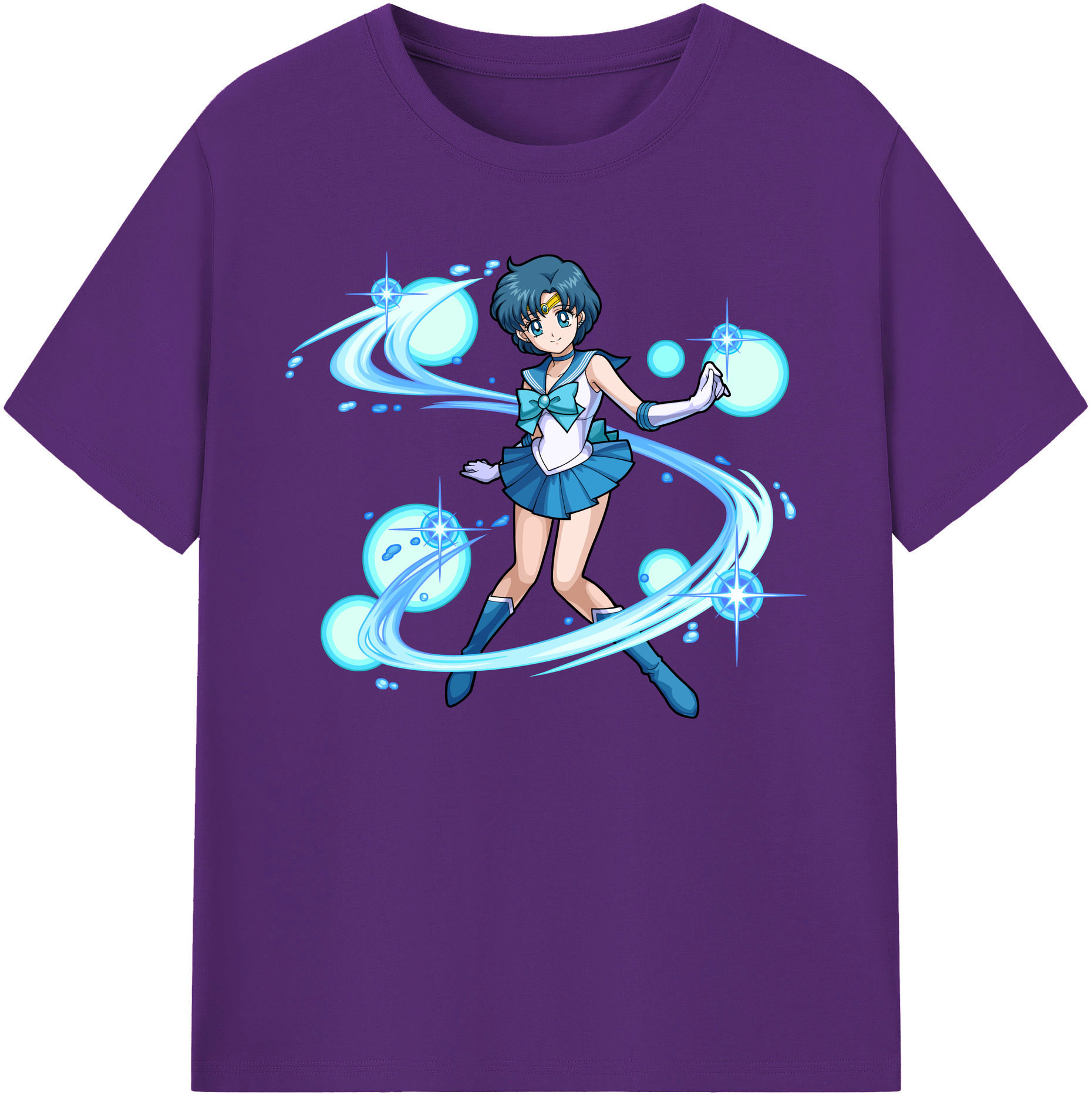 （画像用） 美少女戦士セーラームーン 水野 亜美 みずの あみ Sailor Moon Mizuno Ami 綿100％ メンズ半袖Tシャツ｜肌触りやわらか＆通気性