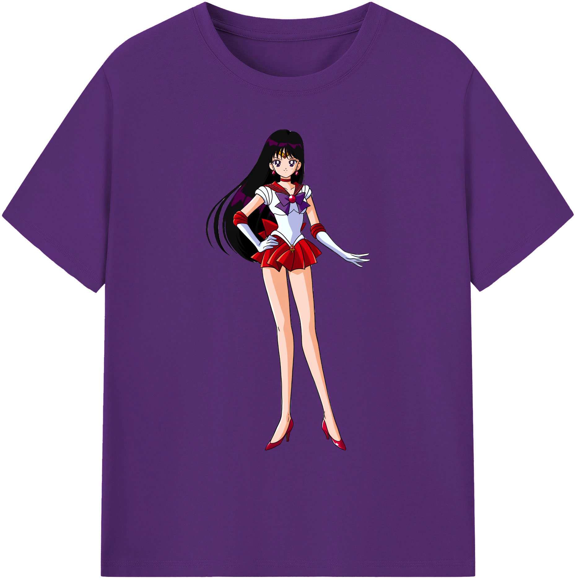 （画像用） 美少女戦士セーラームーン 火野レイ ひの レイ Sailor Moon Hino Rei （セーラーマーズ,Sailor Mars） 綿100％ メンズ半袖Tシャツ｜肌触りやわらか＆通気性