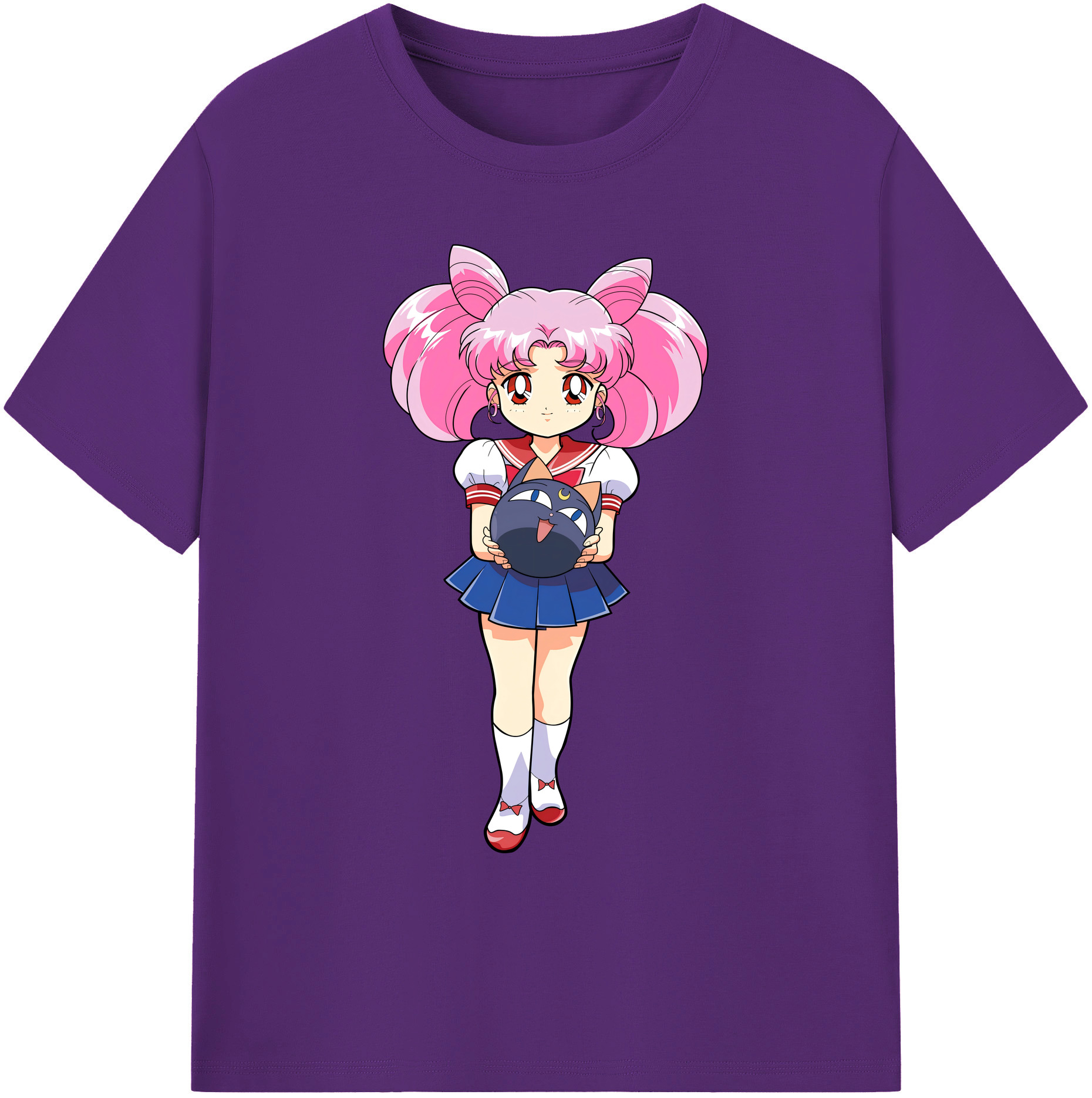 （画像用） 美少女戦士セーラームーン ちびうさ Sailor Moon Chibiusa Tsukino Usagi Small Lady Serenity 綿100％ メンズ半袖Tシャツ｜肌触りやわらか＆通気性