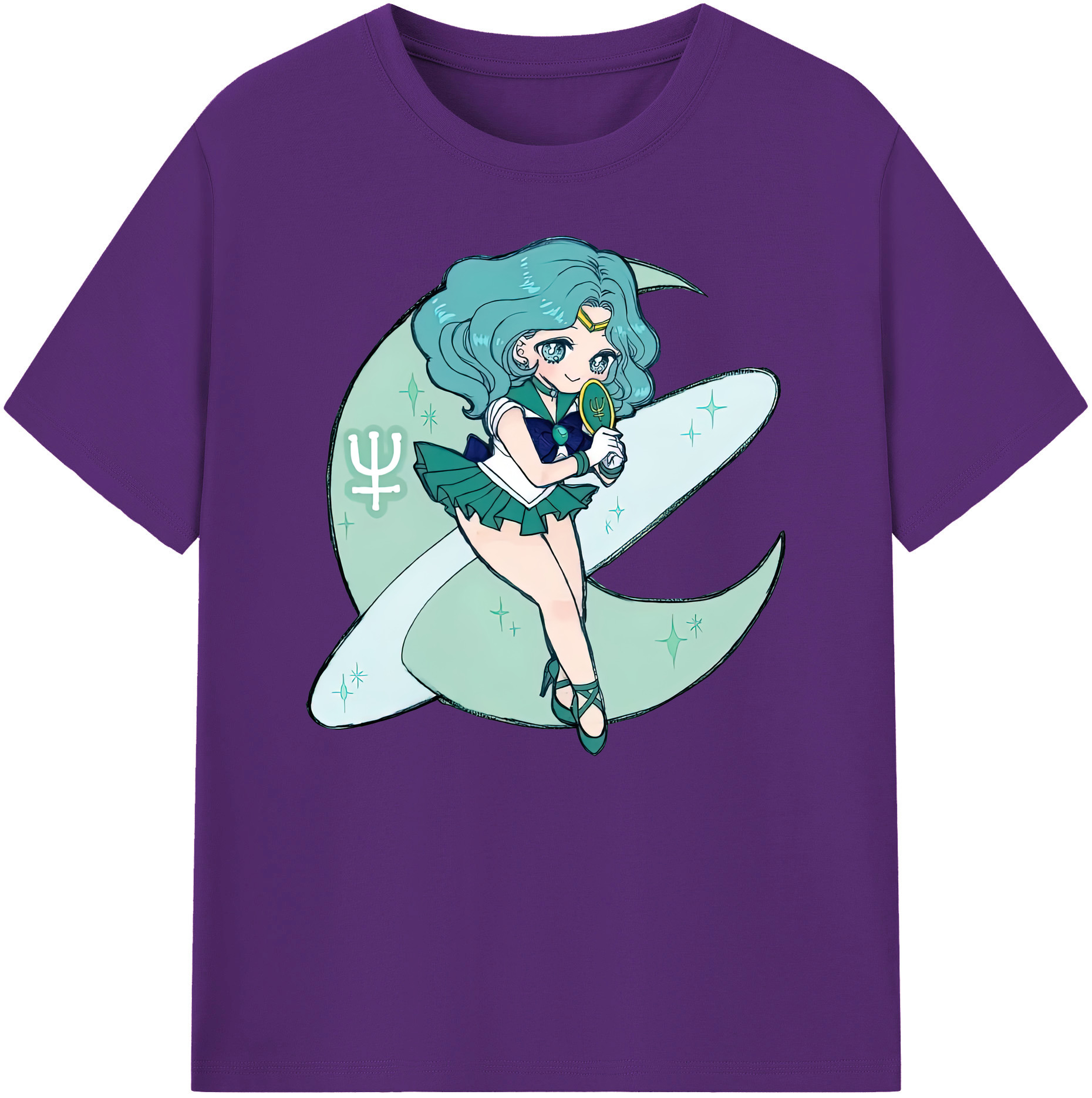 （画像用） 美少女戦士セーラームーン 海王 みちる（かいおう みちる） Sailor Moon Kaiou Michiru 綿100％ メンズ半袖Tシャツ｜肌触りやわらか＆通気性
