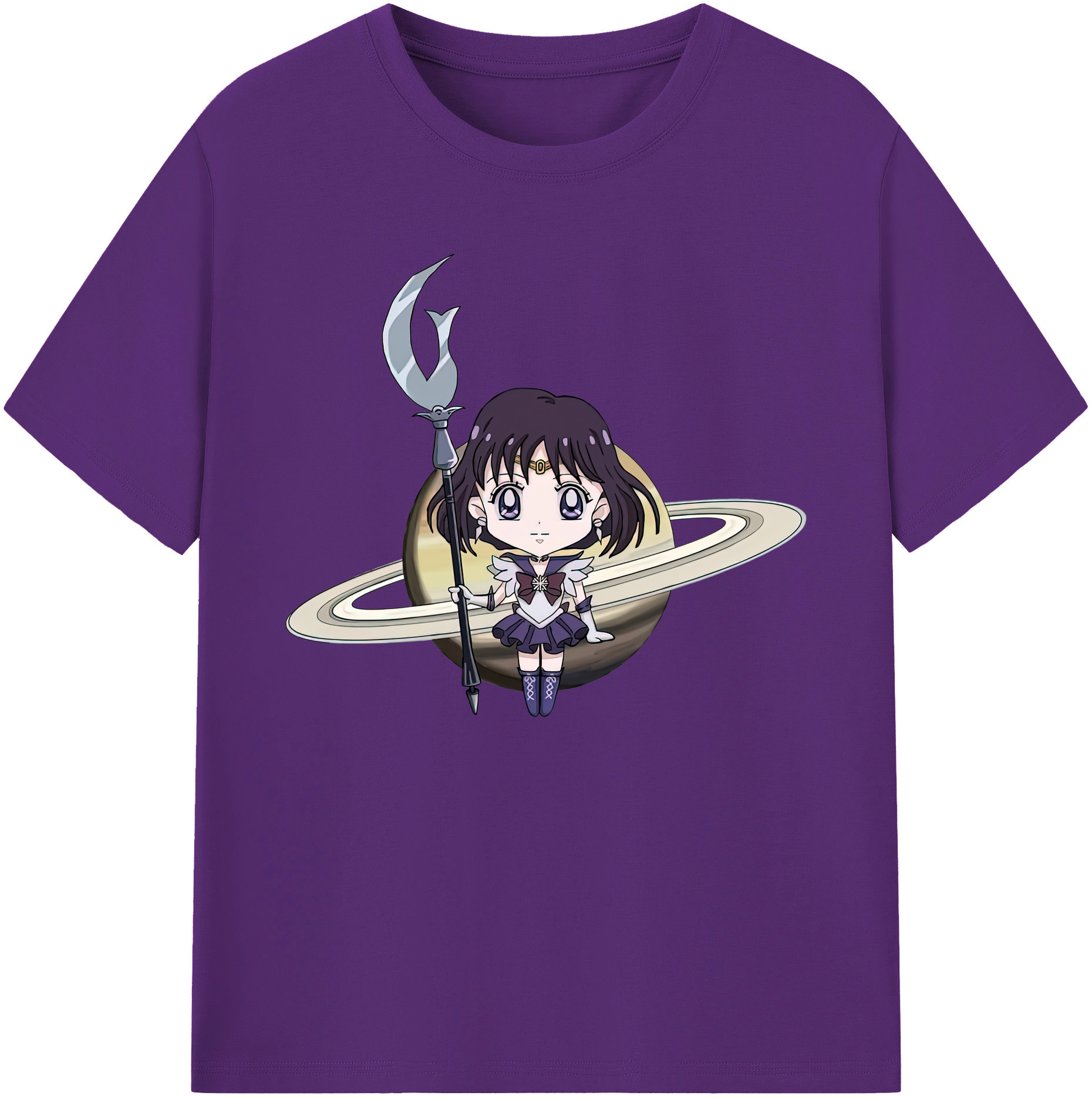 （画像用） 美少女戦士セーラームーン 土萠ほたる Sailor Moon Tomoe Hotaru （セーラーサターン；Sailor Saturn） 綿100％ メンズ半袖Tシャツ｜肌触りやわらか＆通気性