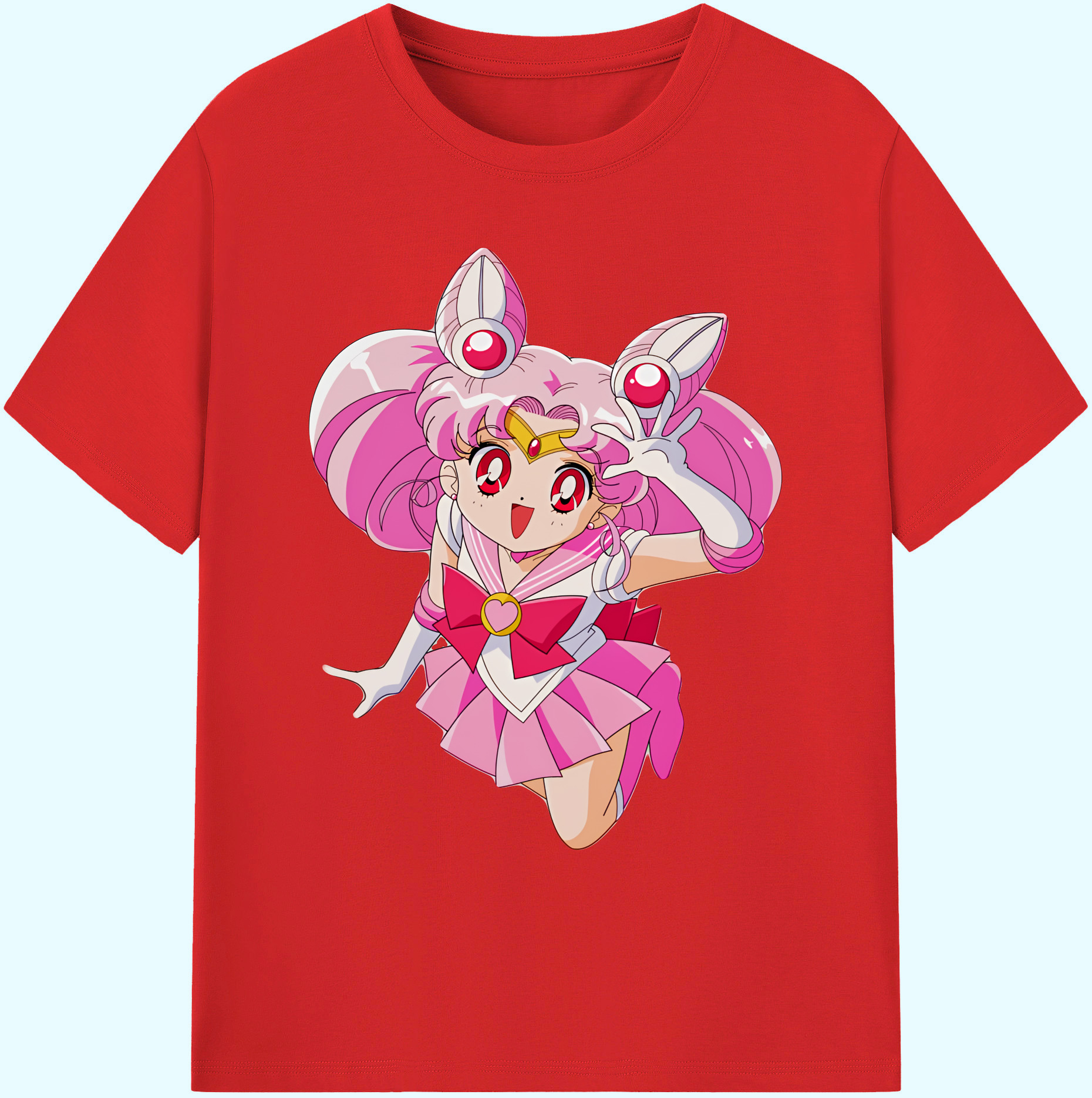 （画像用） 美少女戦士セーラームーン ちびうさ Sailor Moon Chibiusa Tsukino Usagi Small Lady Serenity 綿100％ メンズ半袖Tシャツ｜肌触りやわらか＆通気性
