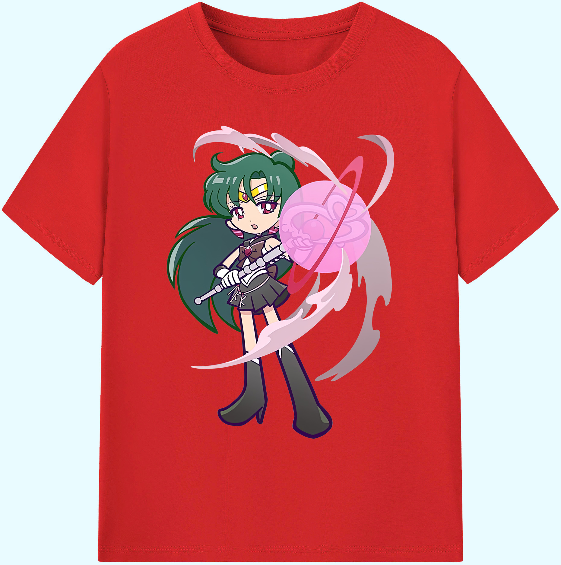 （画像用） 美少女戦士セーラームーン 冥王せつな Sailor Moon Meiou Setsuna 綿100％ メンズ半袖Tシャツ｜肌触りやわらか＆通気性