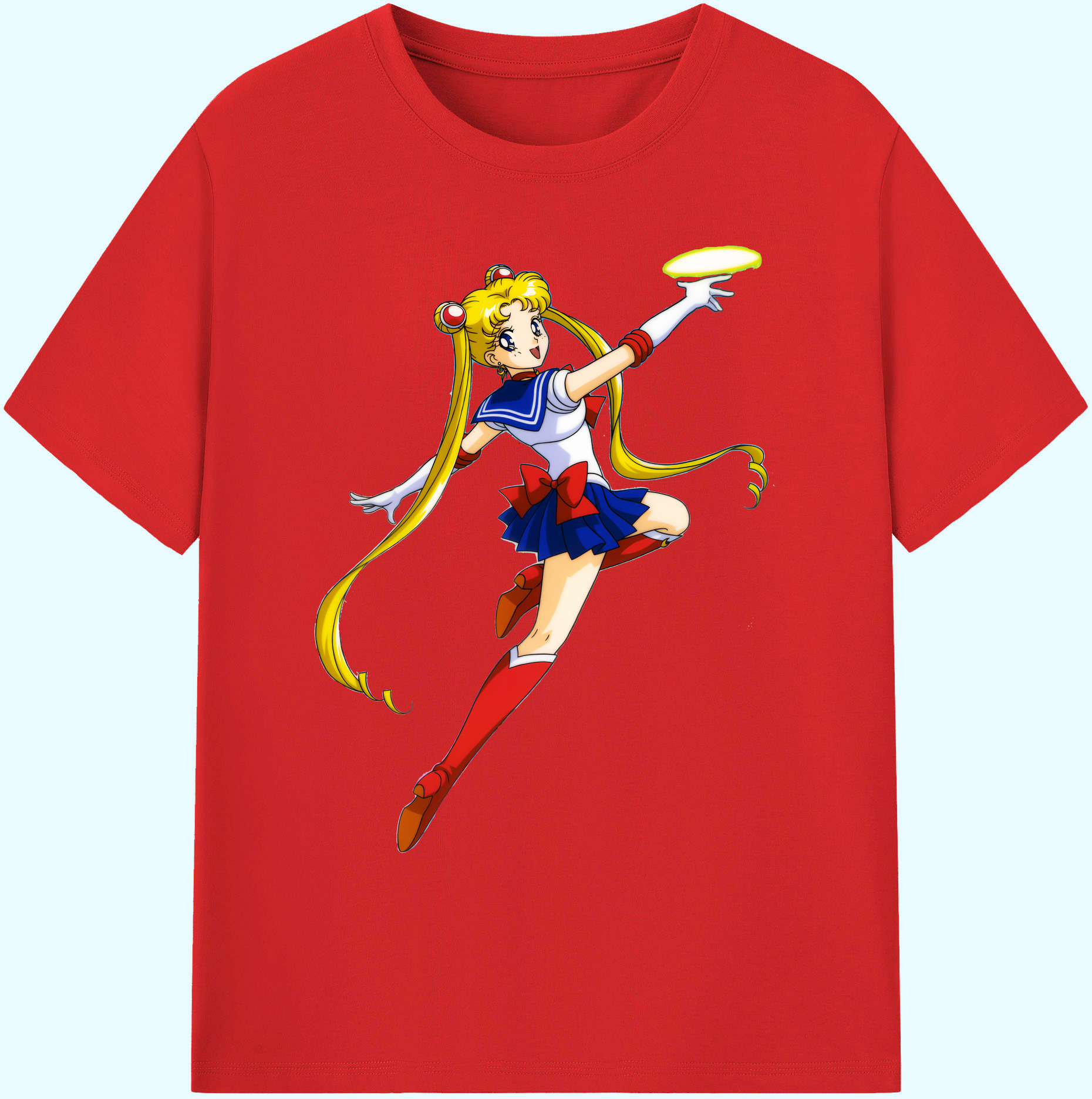 （画像用） 美少女戦士セーラームーン 月野 うさぎ つきの うさぎ Sailor Moon Tsukino Usagi 綿100％ メンズ半袖Tシャツ｜肌触りやわらか＆通気性