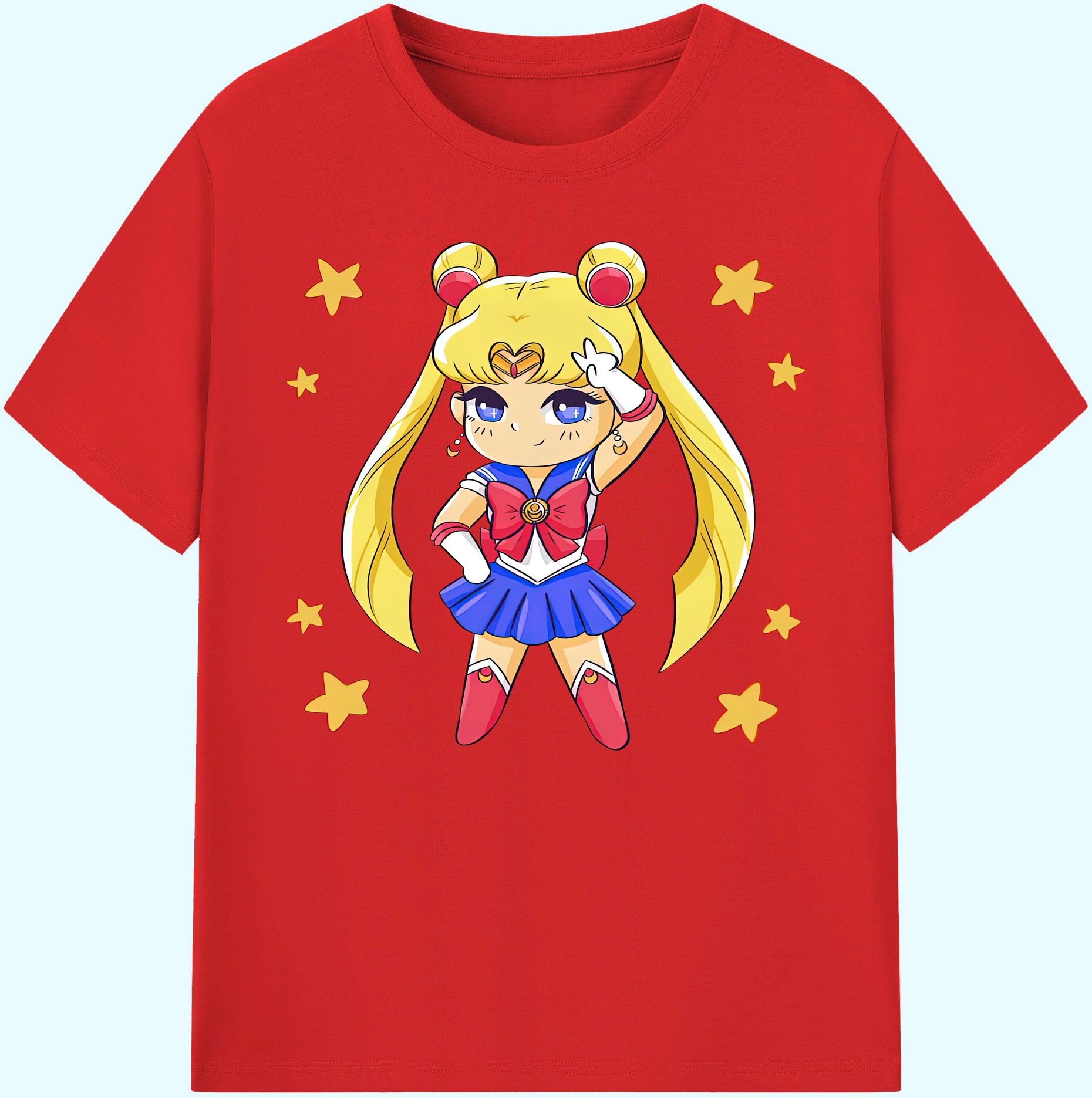 （画像用） 美少女戦士セーラームーン 月野 うさぎ つきの うさぎ Sailor Moon Tsukino Usagi 綿100％ メンズ半袖Tシャツ｜肌触りやわらか＆通気性