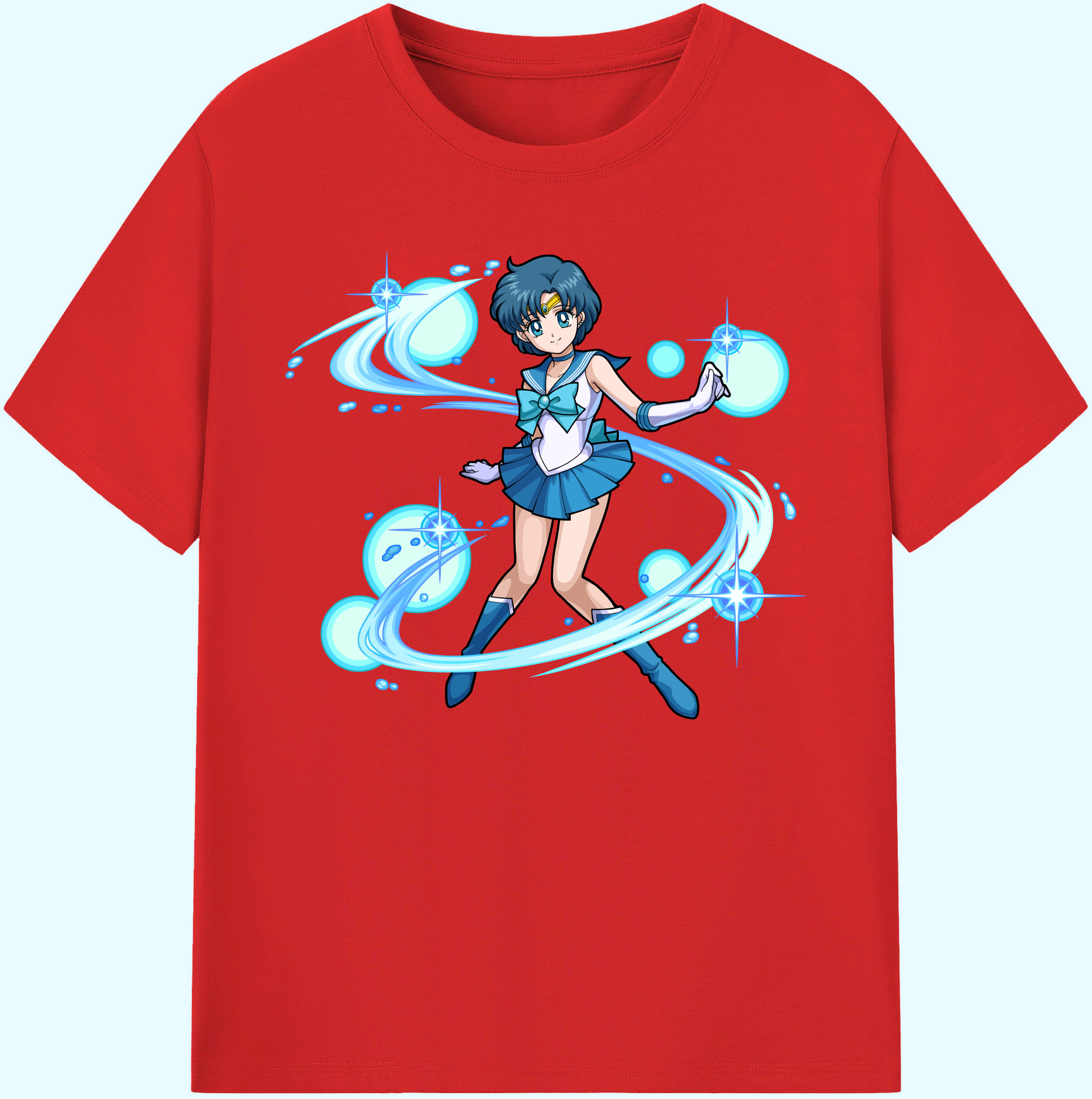 （画像用） 美少女戦士セーラームーン 水野 亜美 みずの あみ Sailor Moon Mizuno Ami 綿100％ メンズ半袖Tシャツ｜肌触りやわらか＆通気性