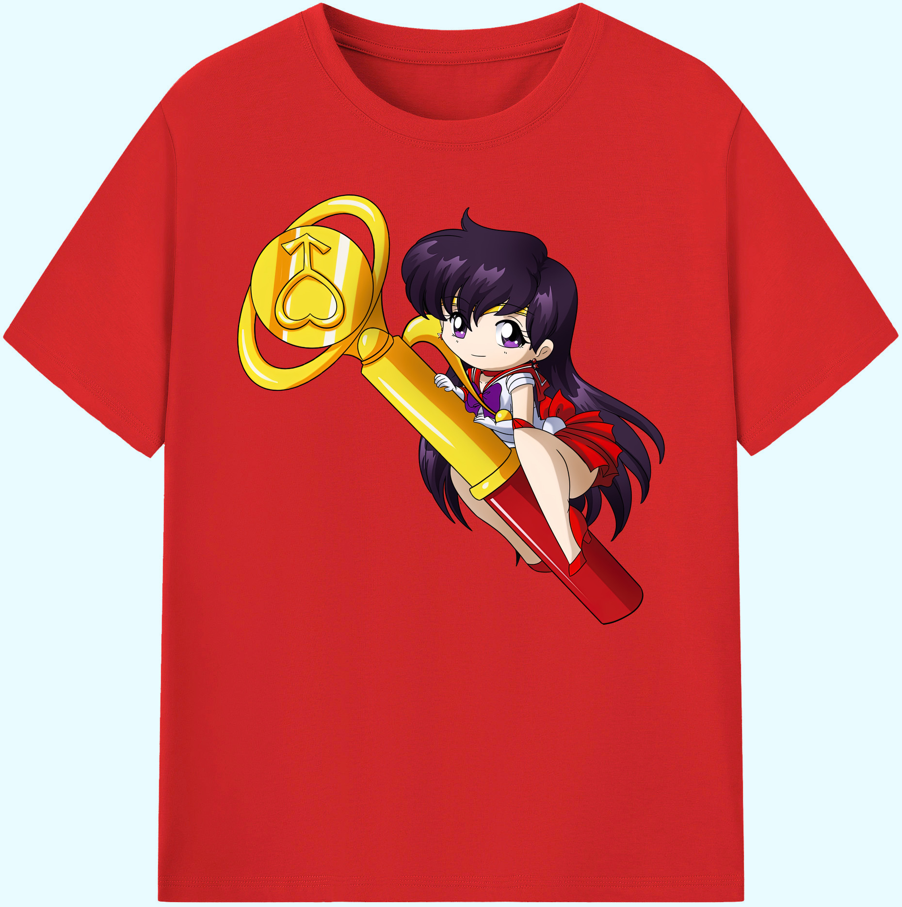 （画像用） 美少女戦士セーラームーン 火野レイ ひの レイ Sailor Moon Hino Rei （セーラーマーズ,Sailor Mars） 綿100％ メンズ半袖Tシャツ｜肌触りやわらか＆通気性