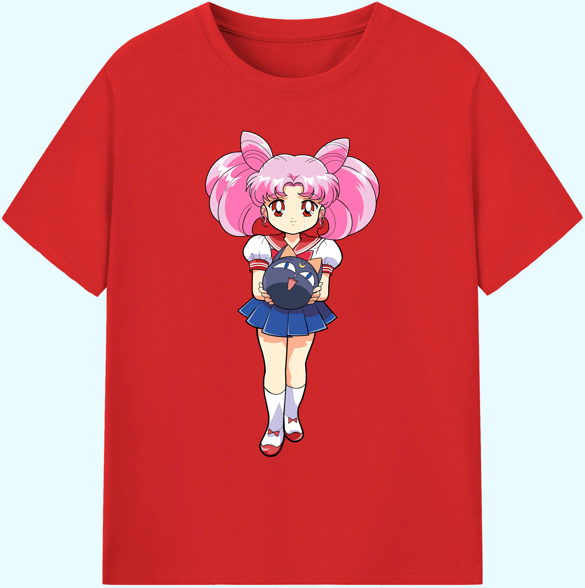 （画像用） 美少女戦士セーラームーン ちびうさ Sailor Moon Chibiusa Tsukino Usagi Small Lady Serenity 綿100％ メンズ半袖Tシャツ｜肌触りやわらか＆通気性