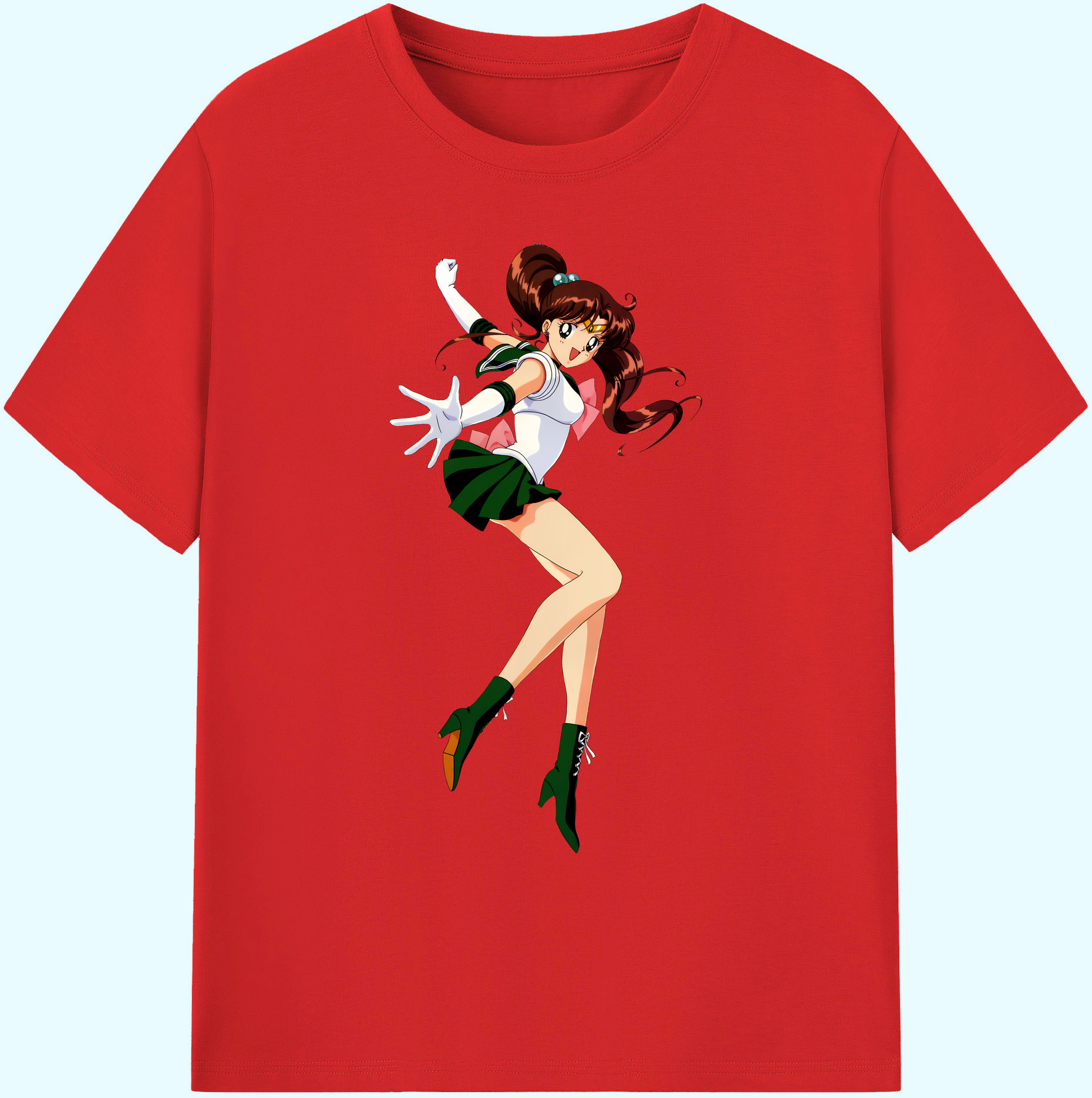 （画像用） 美少女戦士セーラームーン 木野 まこと きの まこと Sailor Moon Kino Makoto （セーラージュピター；Sailor Jupiter） 綿100％ メンズ半袖Tシャツ｜肌触りやわらか＆通気性