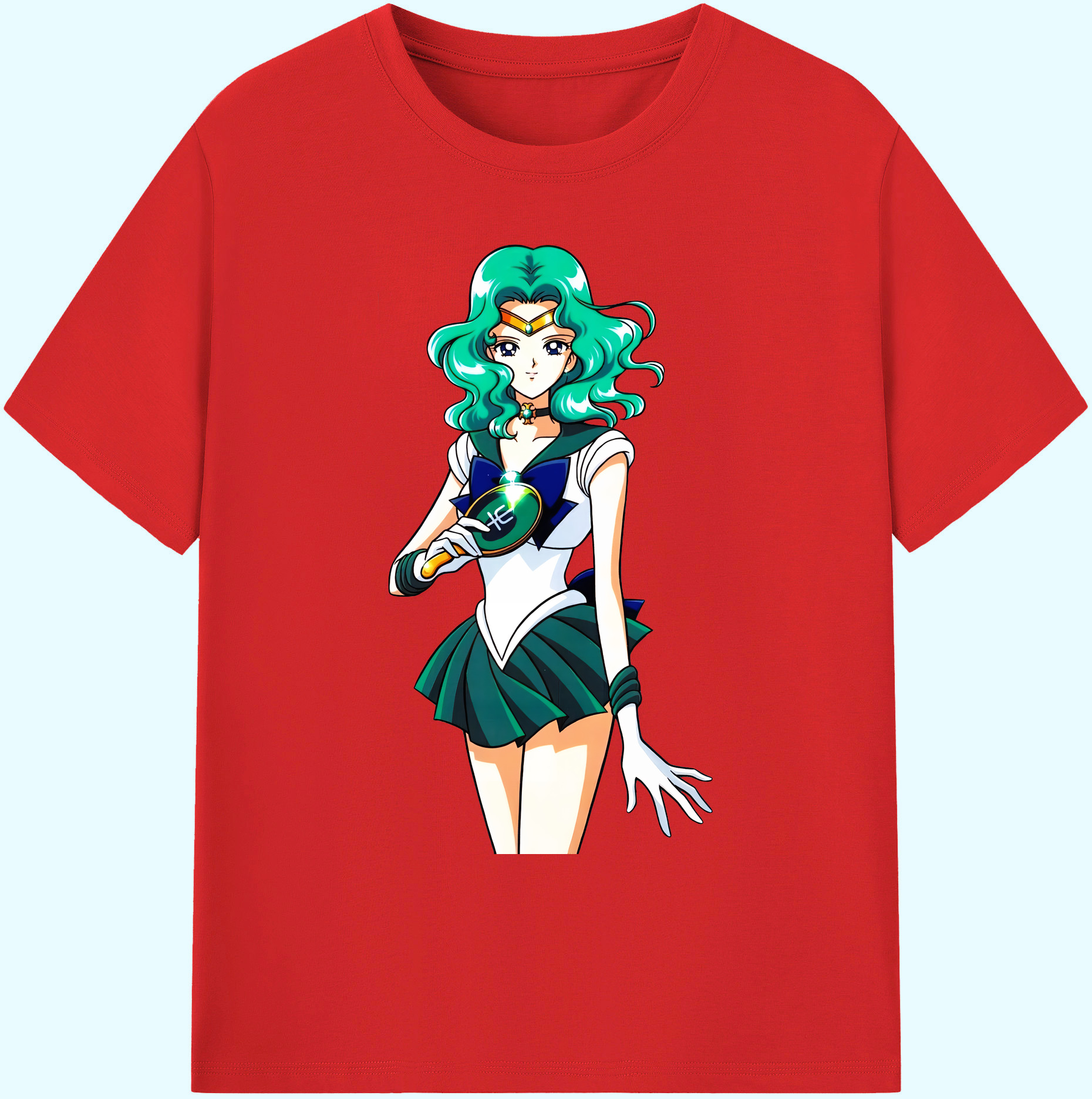 （画像用） 美少女戦士セーラームーン 海王 みちる（かいおう みちる） Sailor Moon Kaiou Michiru 綿100％ メンズ半袖Tシャツ｜肌触りやわらか＆通気性