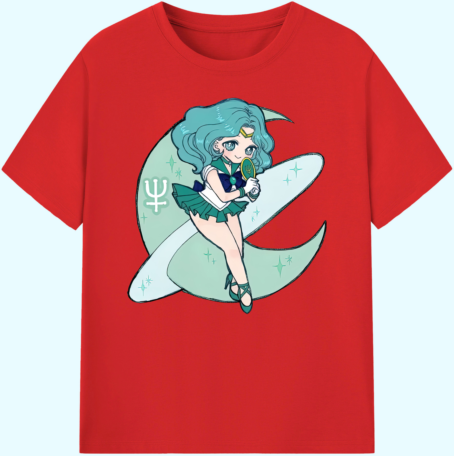 （画像用） 美少女戦士セーラームーン 海王 みちる（かいおう みちる） Sailor Moon Kaiou Michiru 綿100％ メンズ半袖Tシャツ｜肌触りやわらか＆通気性