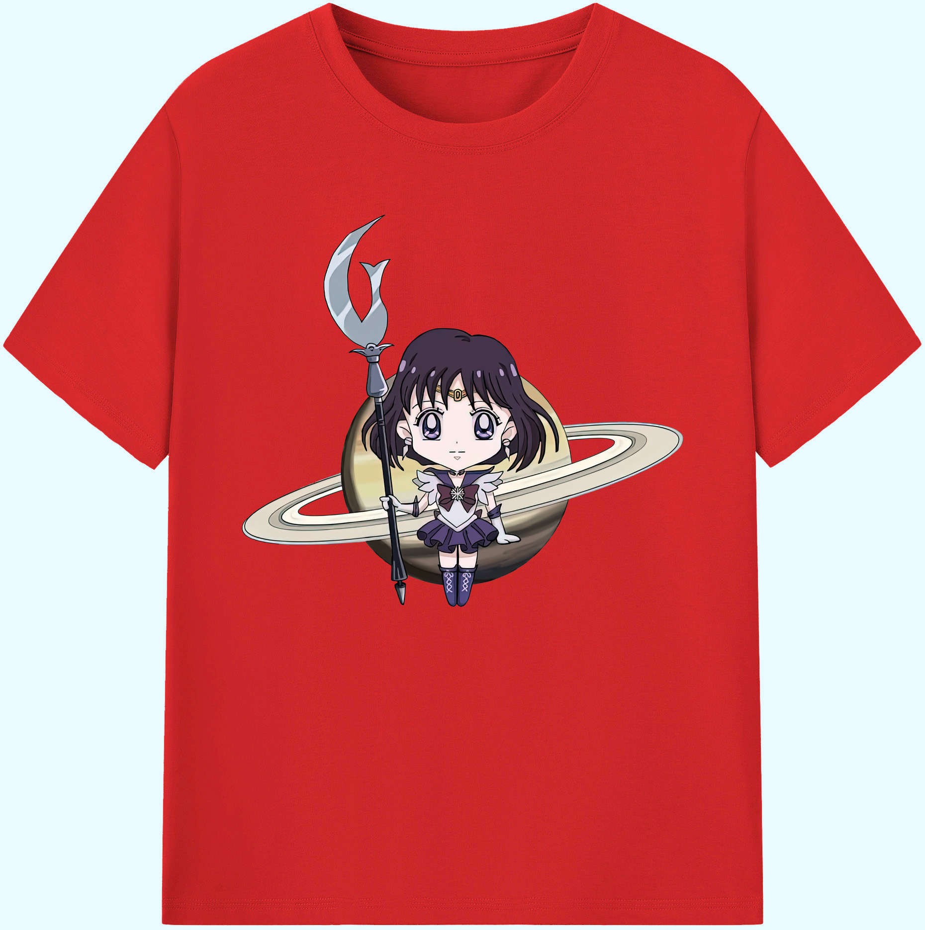 （画像用） 美少女戦士セーラームーン 土萠ほたる Sailor Moon Tomoe Hotaru （セーラーサターン；Sailor Saturn） 綿100％ メンズ半袖Tシャツ｜肌触りやわらか＆通気性