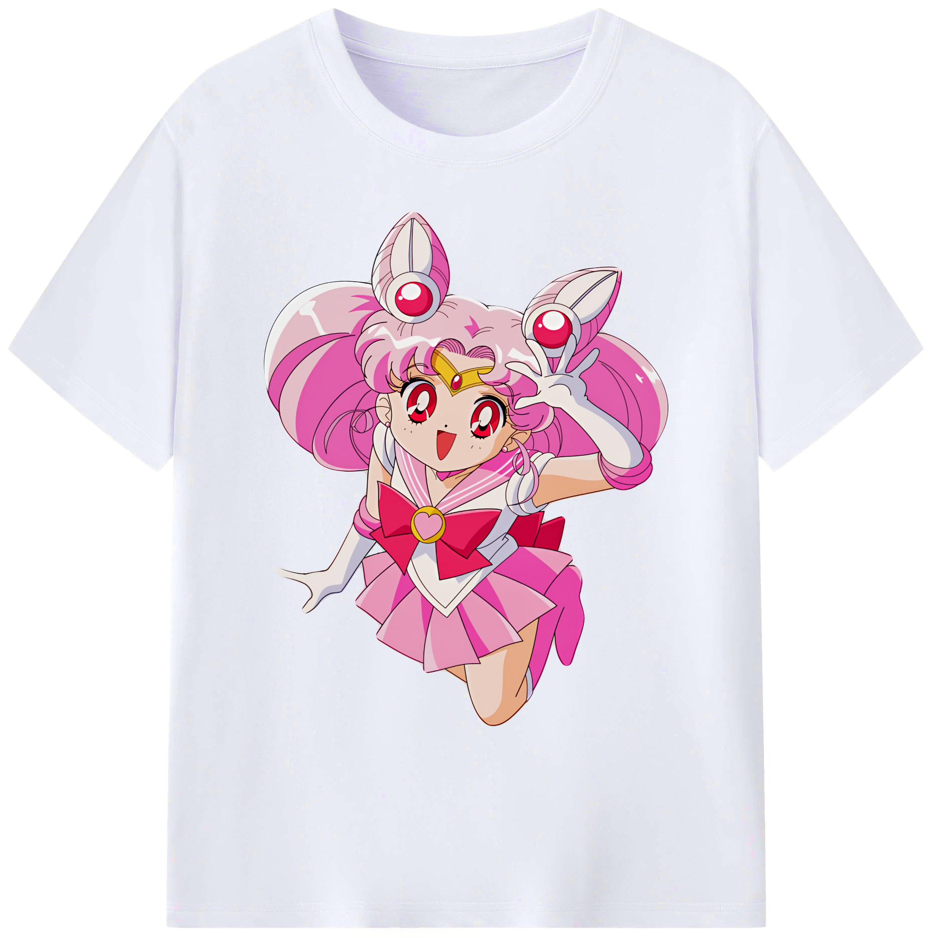 （画像用） 美少女戦士セーラームーン ちびうさ Sailor Moon Chibiusa Tsukino Usagi Small Lady Serenity 綿100％ メンズ半袖Tシャツ｜肌触りやわらか＆通気性