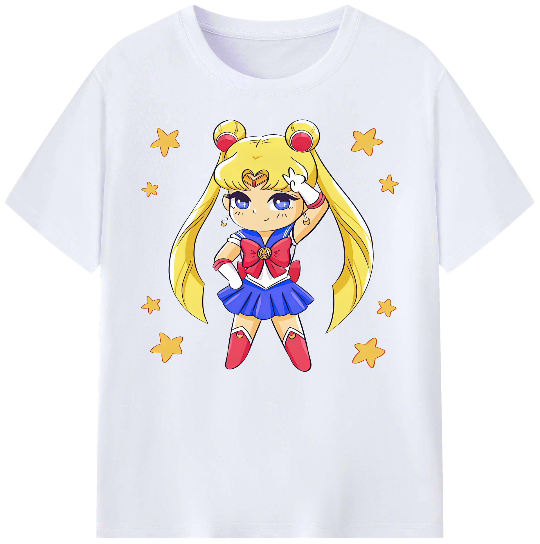 （画像用） 美少女戦士セーラームーン 月野 うさぎ つきの うさぎ Sailor Moon Tsukino Usagi 綿100％ メンズ半袖Tシャツ｜肌触りやわらか＆通気性