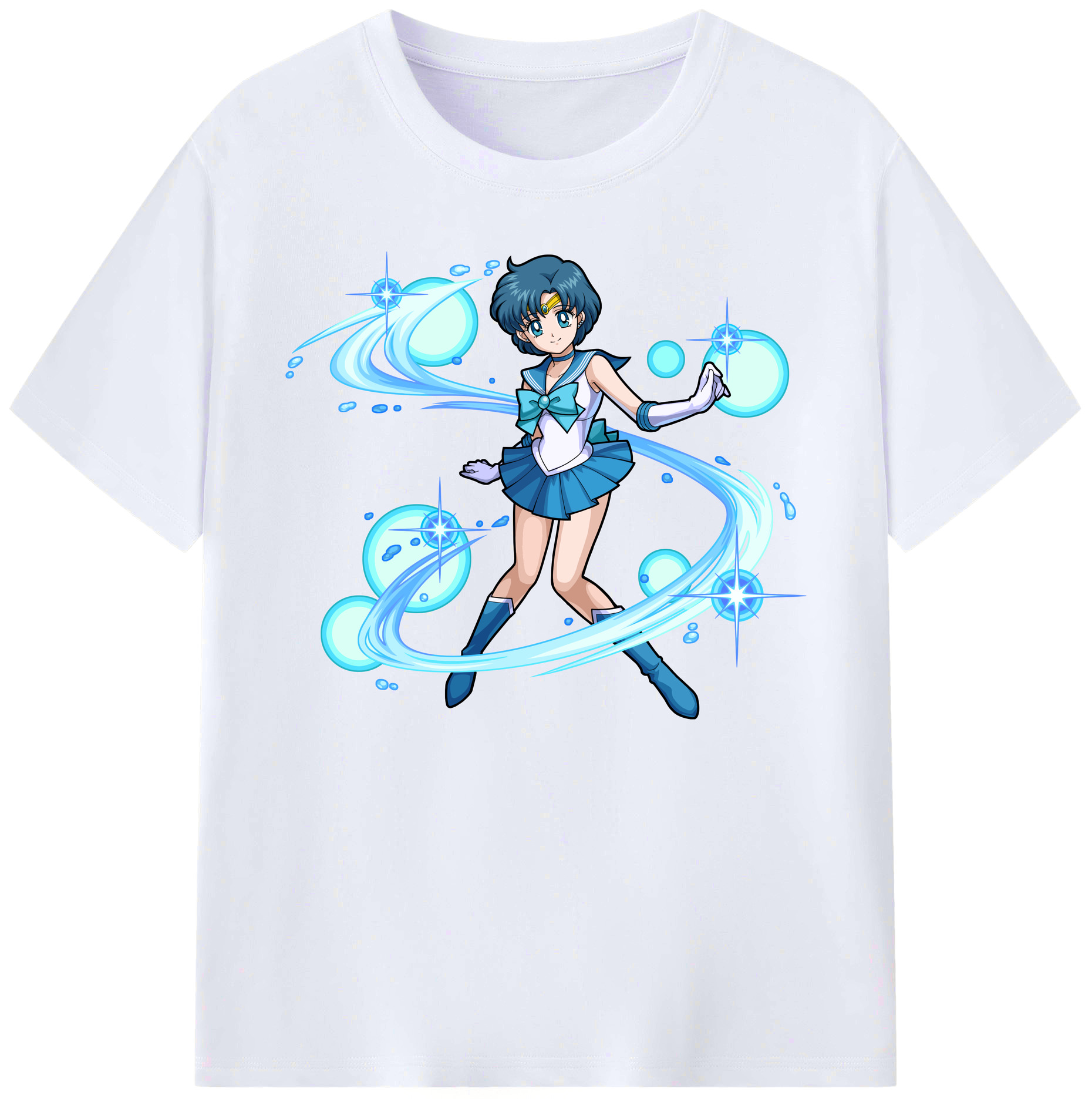 （画像用） 美少女戦士セーラームーン 水野 亜美 みずの あみ Sailor Moon Mizuno Ami 綿100％ メンズ半袖Tシャツ｜肌触りやわらか＆通気性