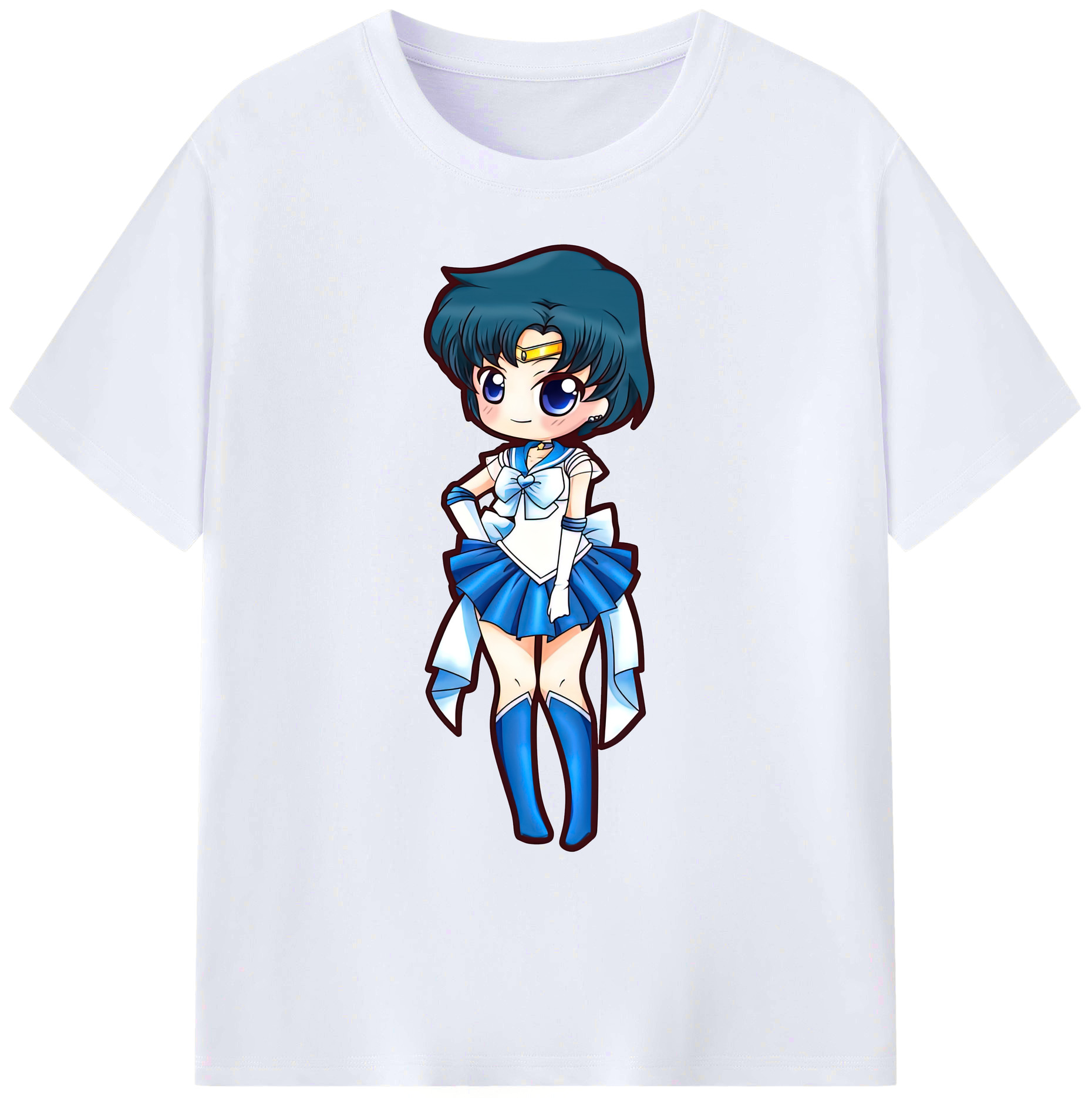 （画像用） 美少女戦士セーラームーン 水野 亜美 みずの あみ Sailor Moon Mizuno Ami 綿100％ メンズ半袖Tシャツ｜肌触りやわらか＆通気性
