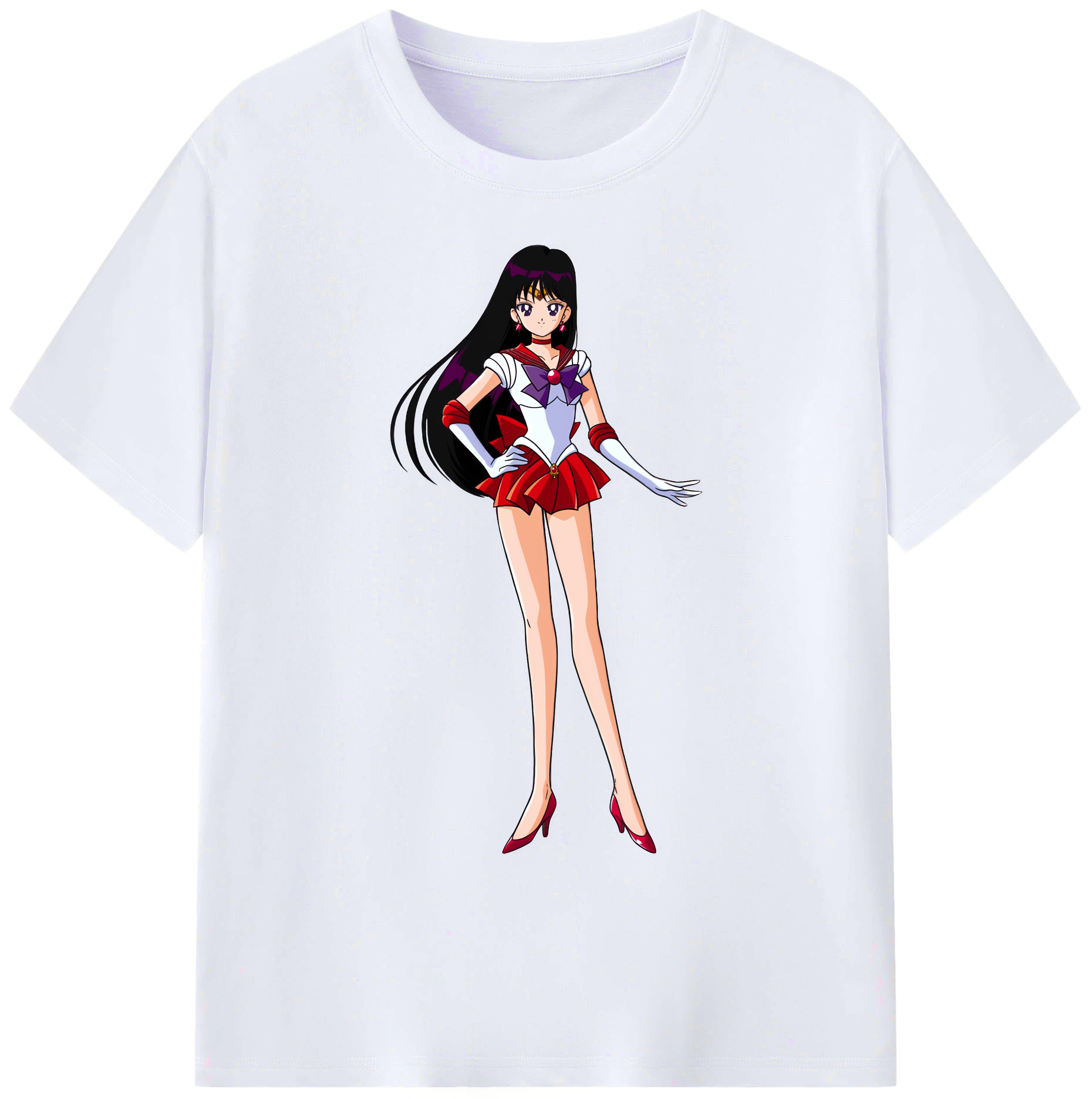 （画像用） 美少女戦士セーラームーン 火野レイ ひの レイ Sailor Moon Hino Rei （セーラーマーズ,Sailor Mars） 綿100％ メンズ半袖Tシャツ｜肌触りやわらか＆通気性