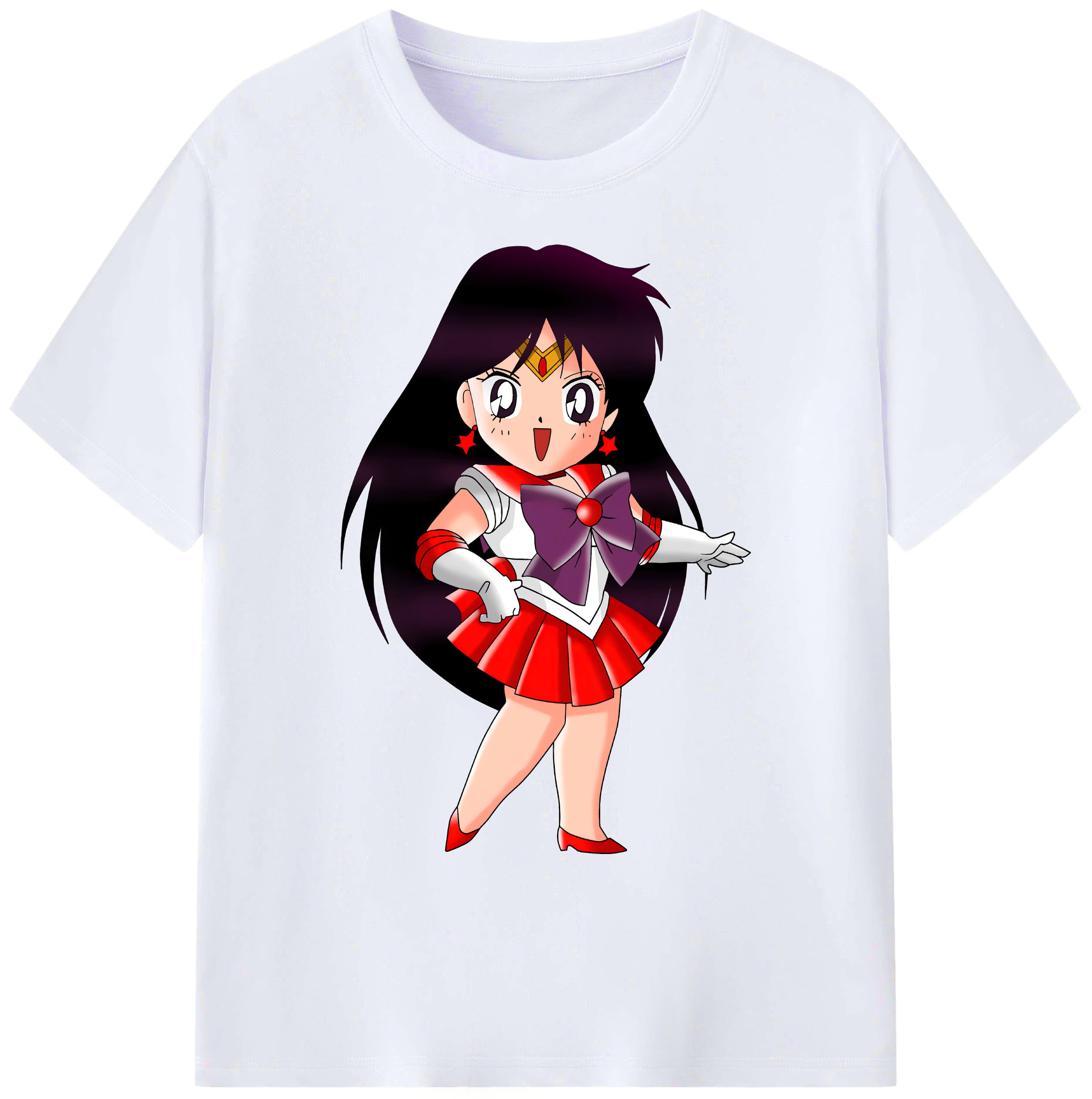 （画像用） 美少女戦士セーラームーン 火野レイ ひの レイ Sailor Moon Hino Rei （セーラーマーズ,Sailor Mars） 綿100％ メンズ半袖Tシャツ｜肌触りやわらか＆通気性