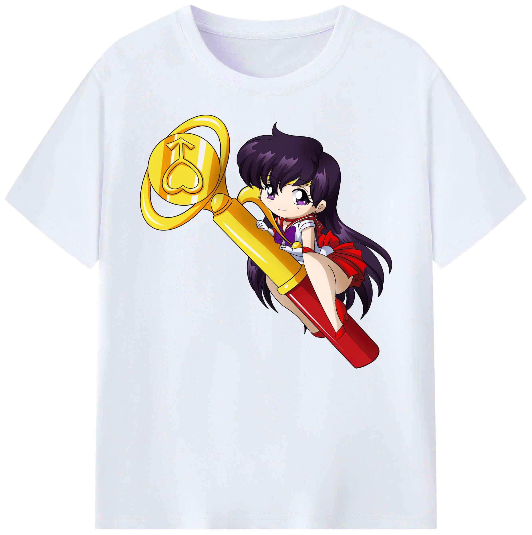 （画像用） 美少女戦士セーラームーン 火野レイ ひの レイ Sailor Moon Hino Rei （セーラーマーズ,Sailor Mars） 綿100％ メンズ半袖Tシャツ｜肌触りやわらか＆通気性