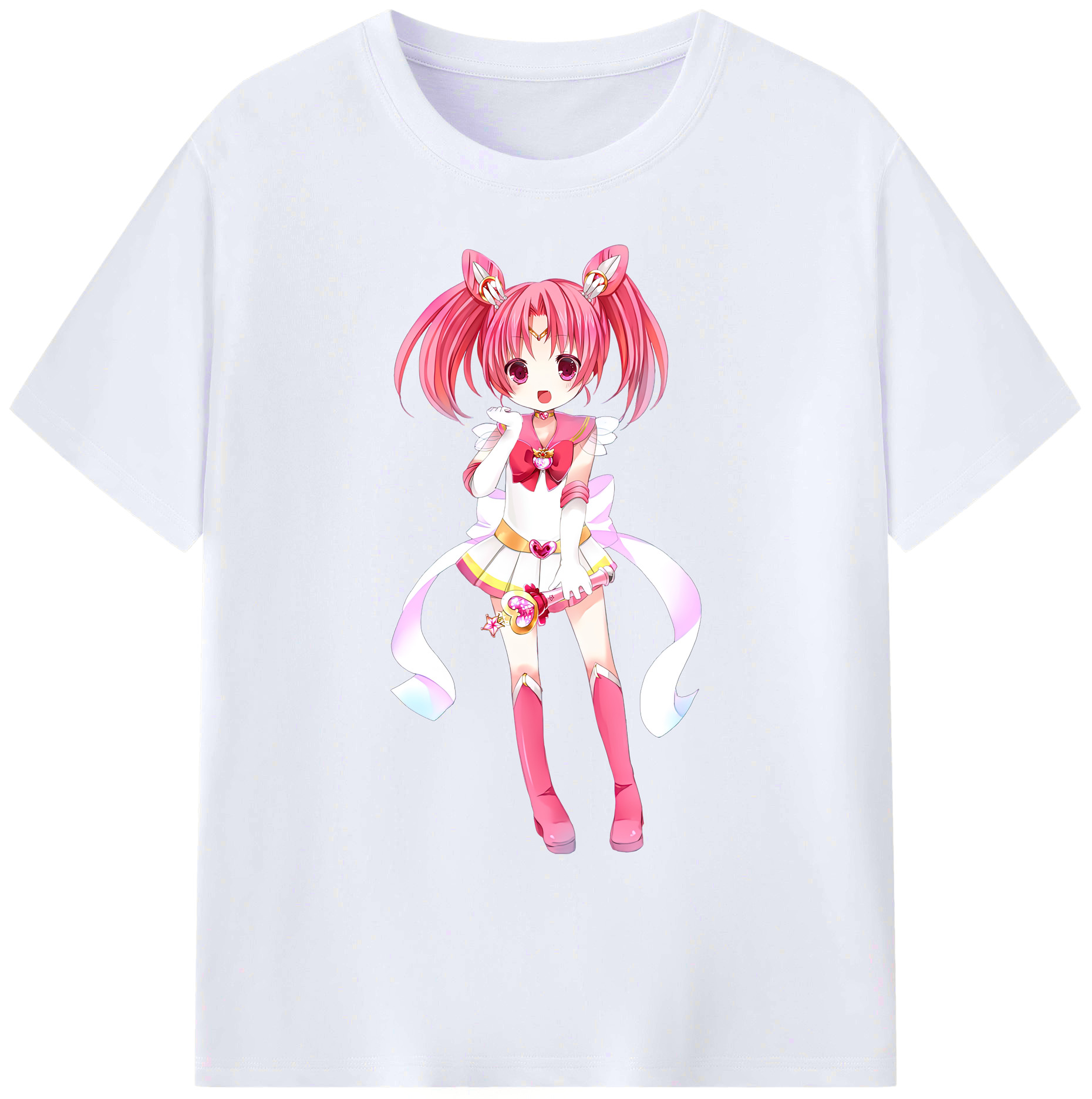 （画像用） 美少女戦士セーラームーン ちびうさ Sailor Moon Chibiusa Tsukino Usagi Small Lady Serenity 綿100％ メンズ半袖Tシャツ｜肌触りやわらか＆通気性