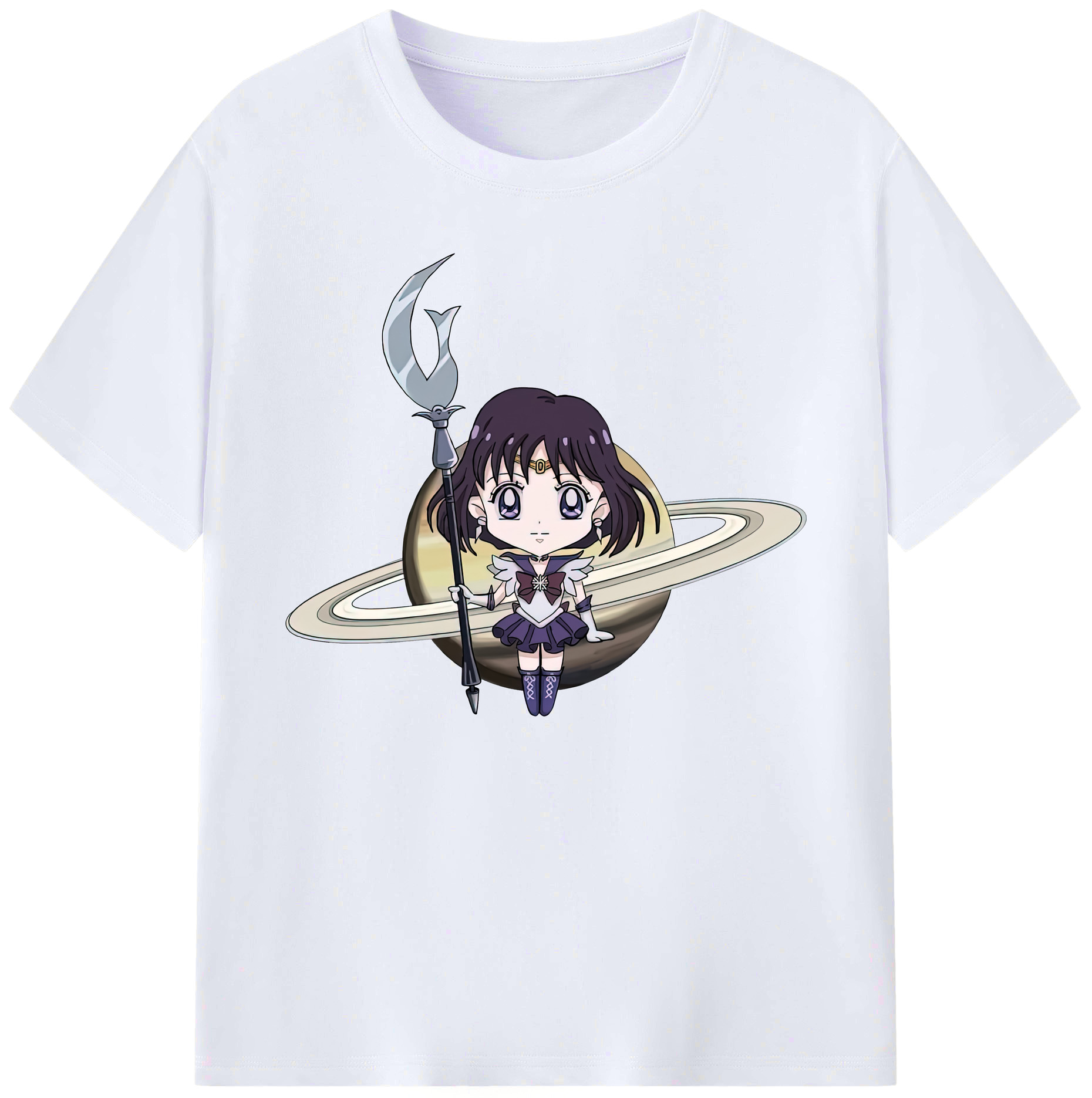 （画像用） 美少女戦士セーラームーン 土萠ほたる Sailor Moon Tomoe Hotaru （セーラーサターン；Sailor Saturn） 綿100％ メンズ半袖Tシャツ｜肌触りやわらか＆通気性
