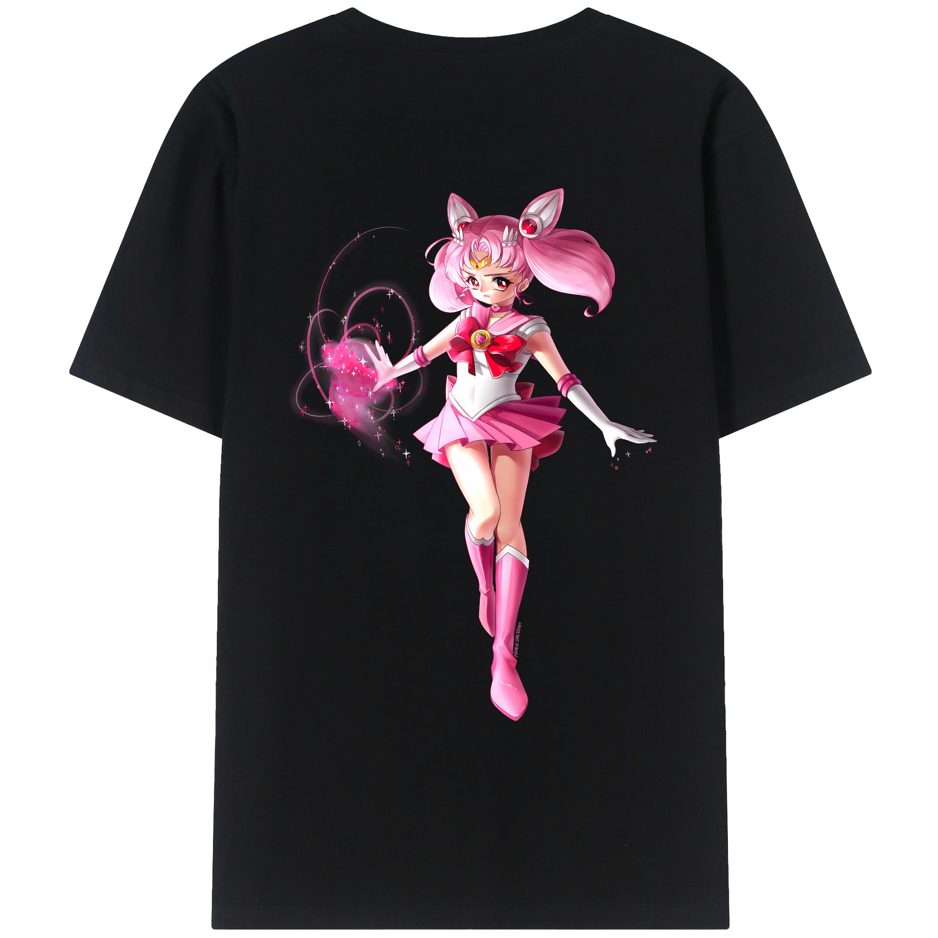 （画像用） 美少女戦士セーラームーン ちびうさ Sailor Moon Chibiusa Tsukino Usagi Small Lady Serenity レディース半袖Tシャツ(バックプリント)