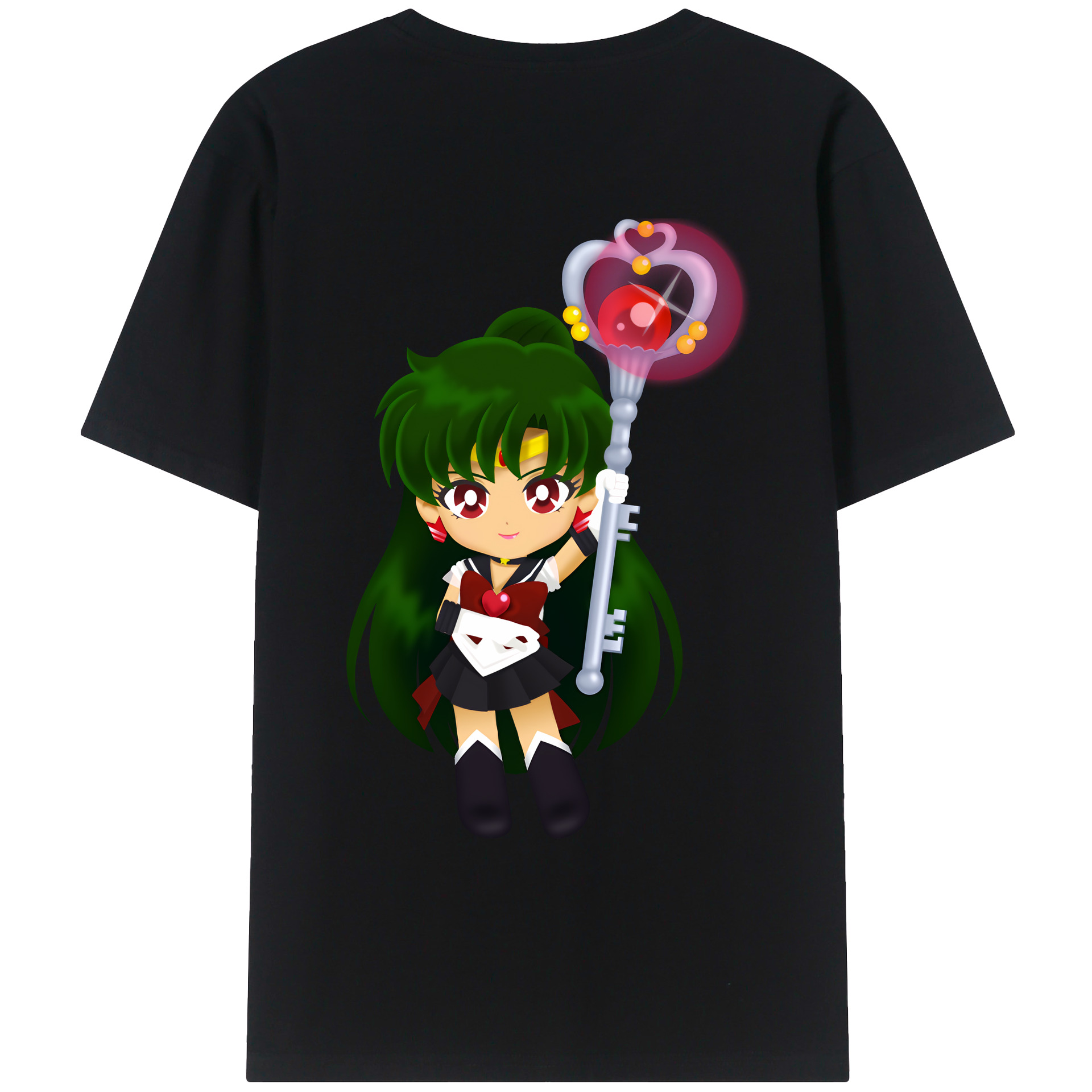 （画像用） 美少女戦士セーラームーン 冥王せつな Sailor Moon Meiou Setsuna レディース半袖Tシャツ(バックプリント)