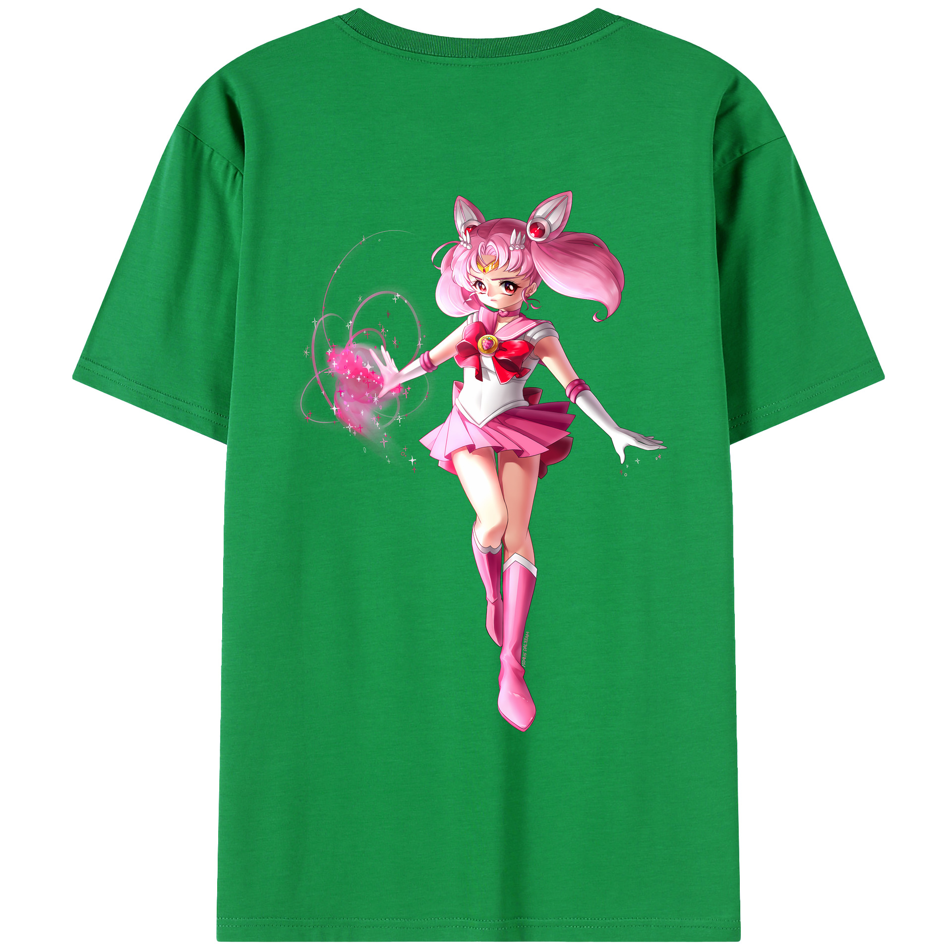 （画像用） 美少女戦士セーラームーン ちびうさ Sailor Moon Chibiusa Tsukino Usagi Small Lady Serenity レディース半袖Tシャツ(バックプリント)