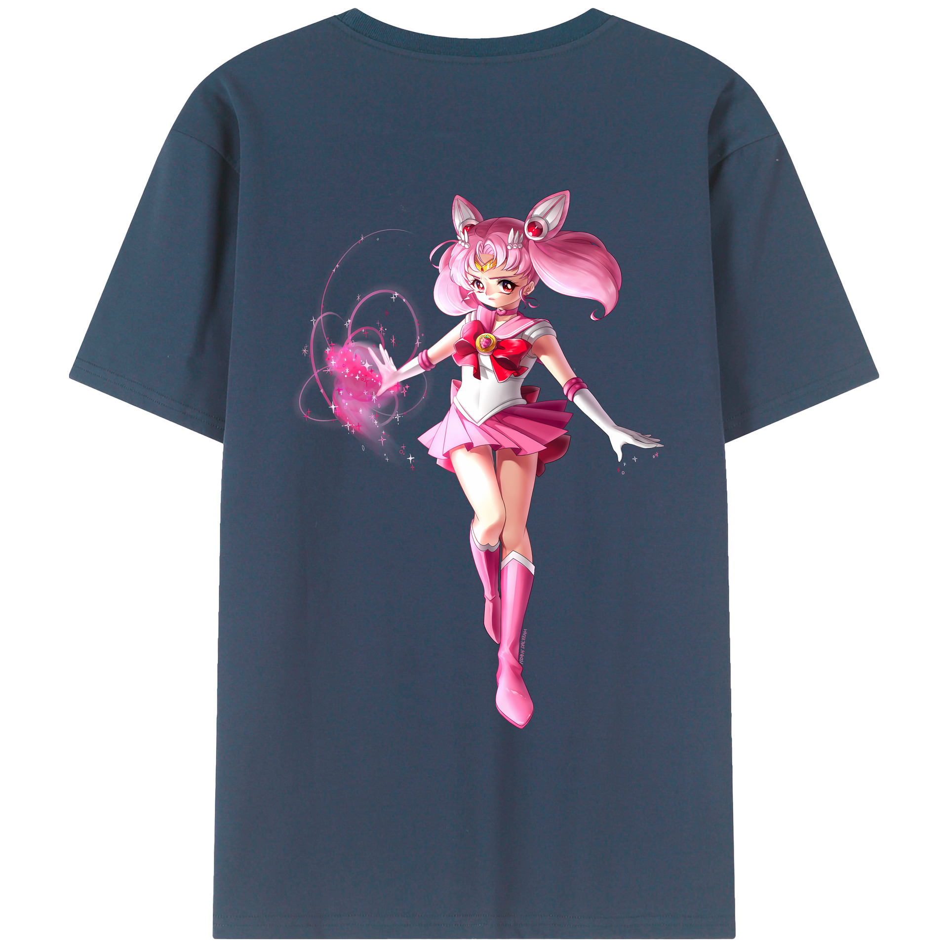 （画像用） 美少女戦士セーラームーン ちびうさ Sailor Moon Chibiusa Tsukino Usagi Small Lady Serenity レディース半袖Tシャツ(バックプリント)
